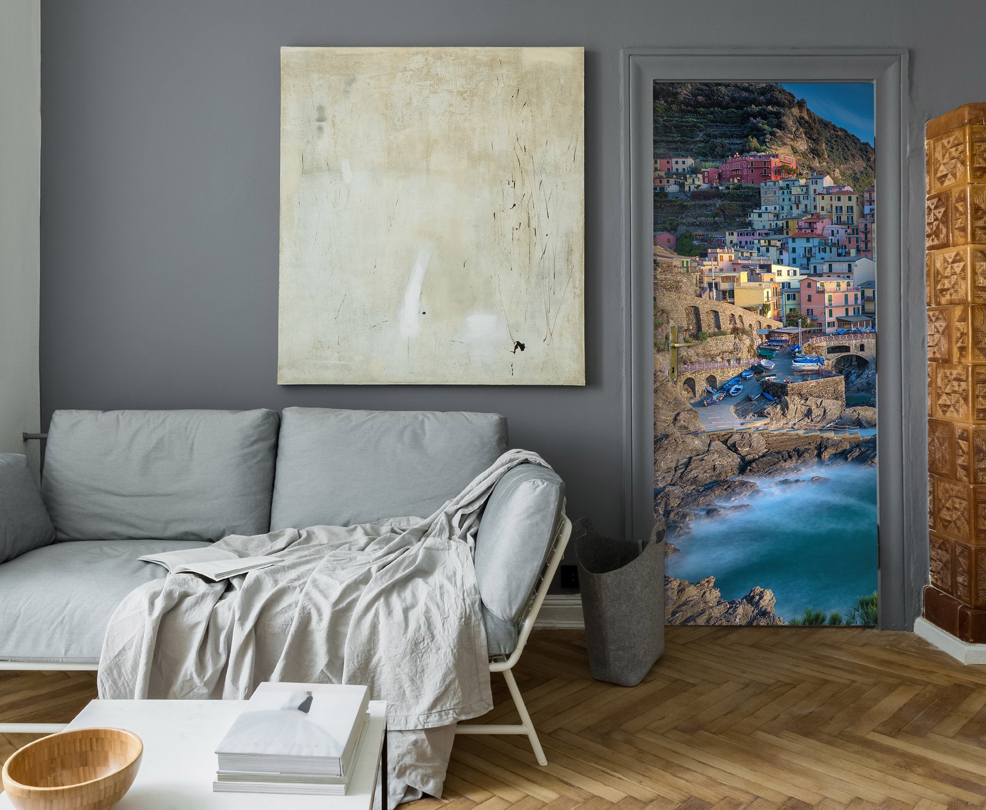 3D Mountain House Sea Tide 11992 Marco Carmassi Door Mural