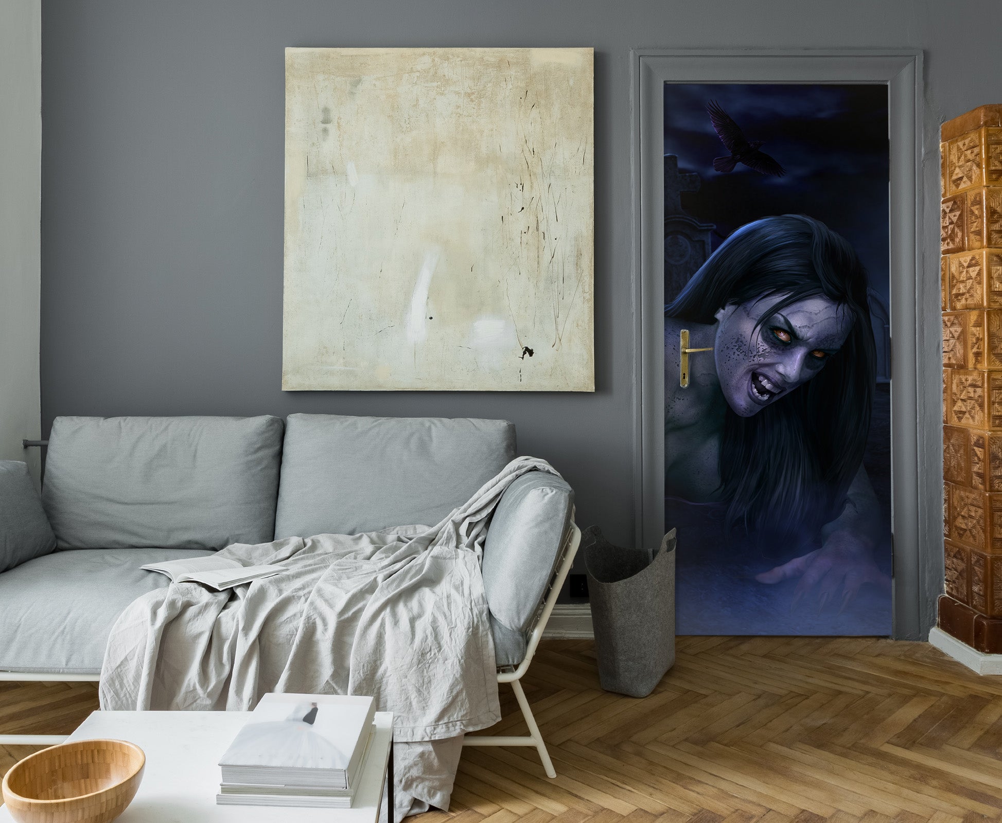 3D Dark Devil Woman 611 Tom Wood Door Mural