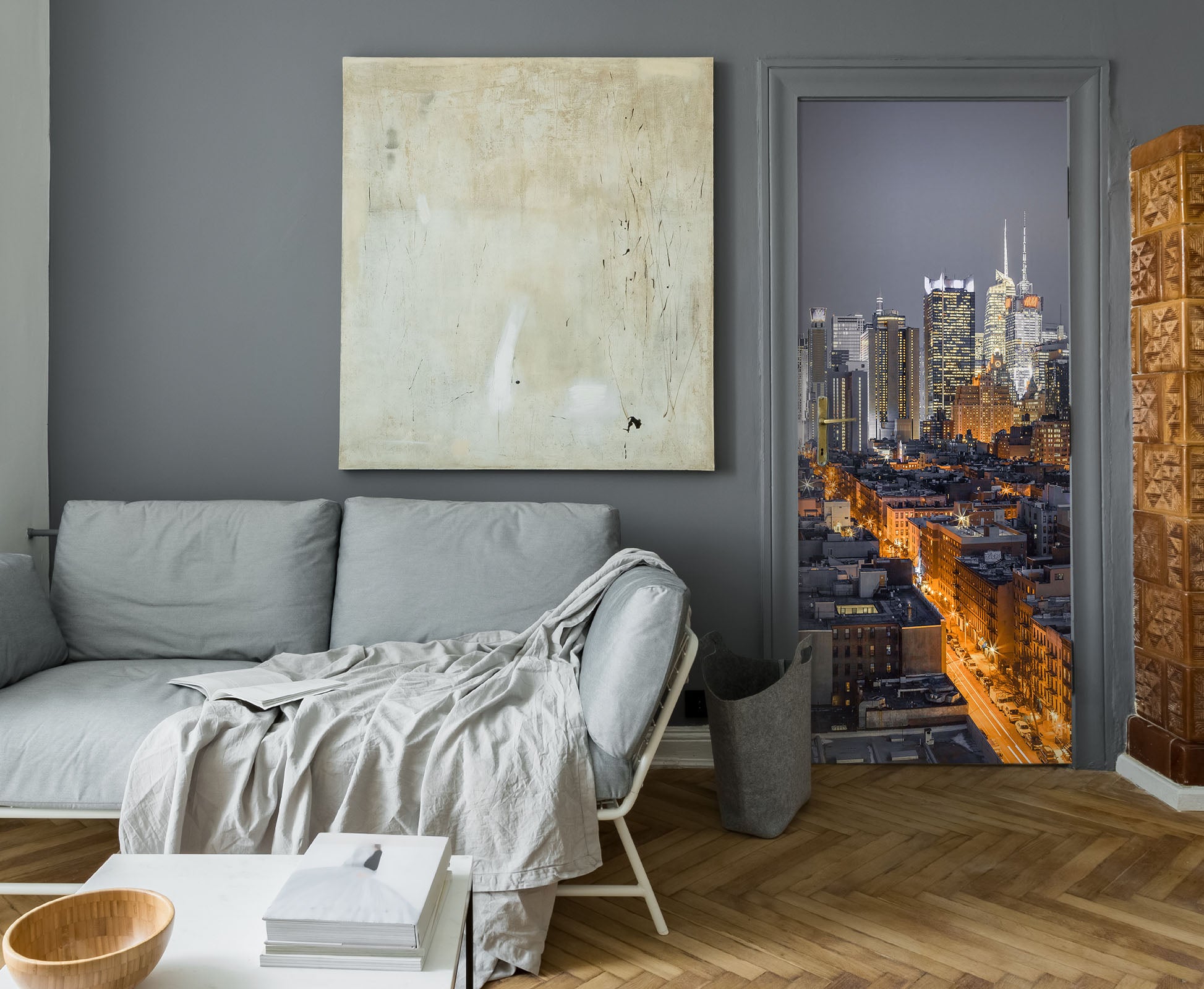 3D Night City Street Building 101181 Assaf Frank Door Mural