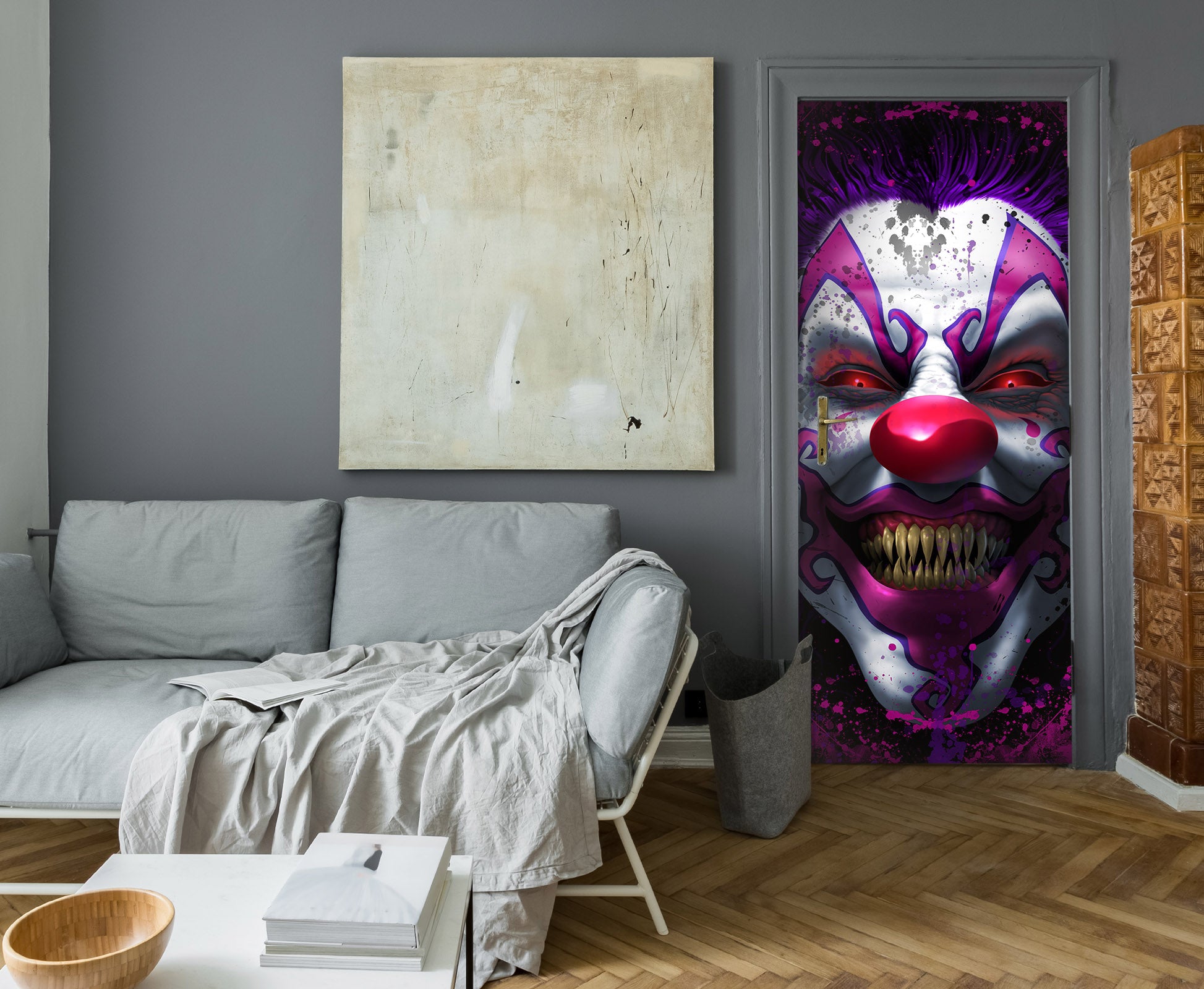 3D Horror Clown 646 Tom Wood Door Mural