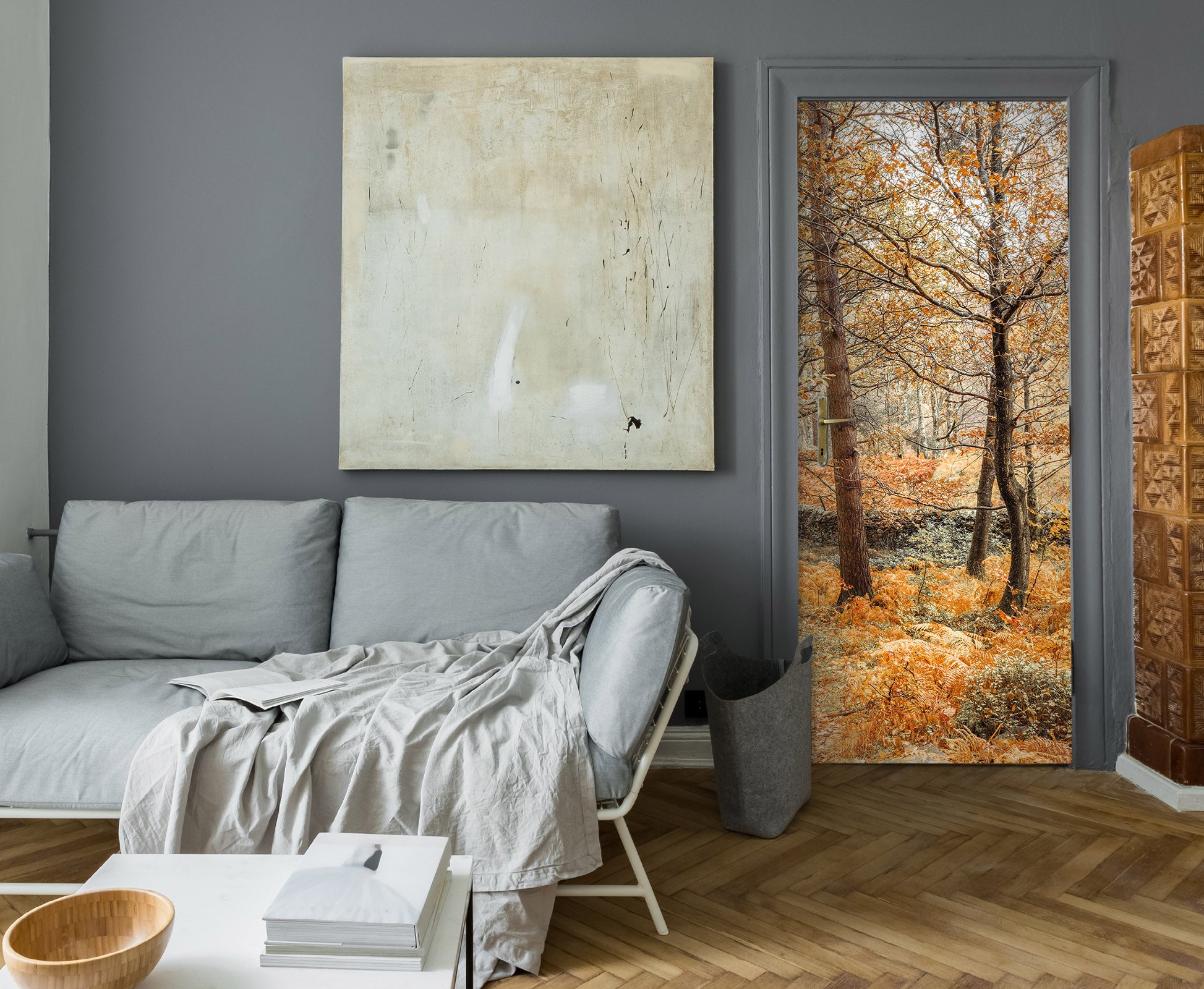 3D Autumn Meadow Trees 10205 Assaf Frank Door Mural