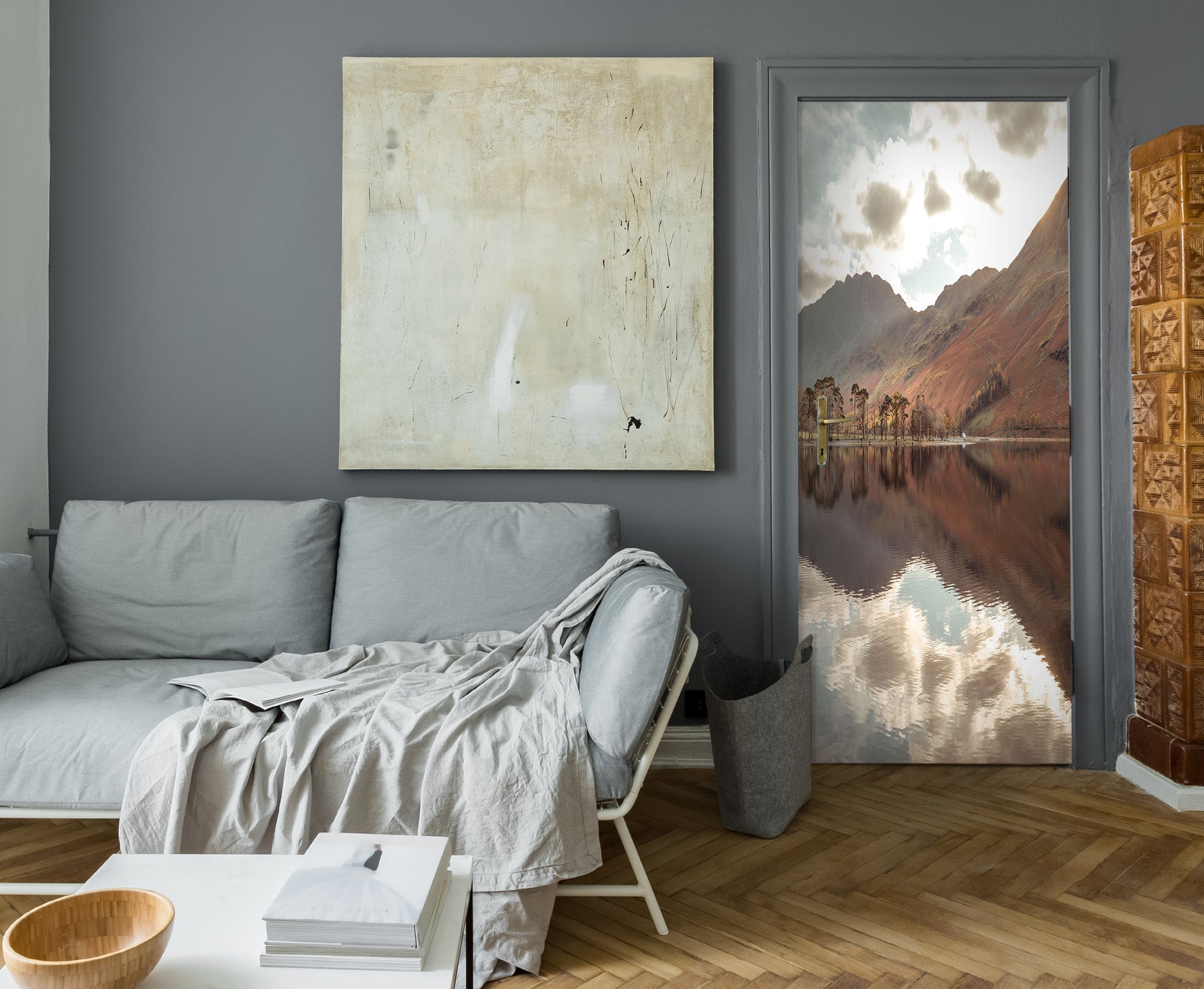 3D Shadow Mountains Rivers 10218 Assaf Frank Door Mural