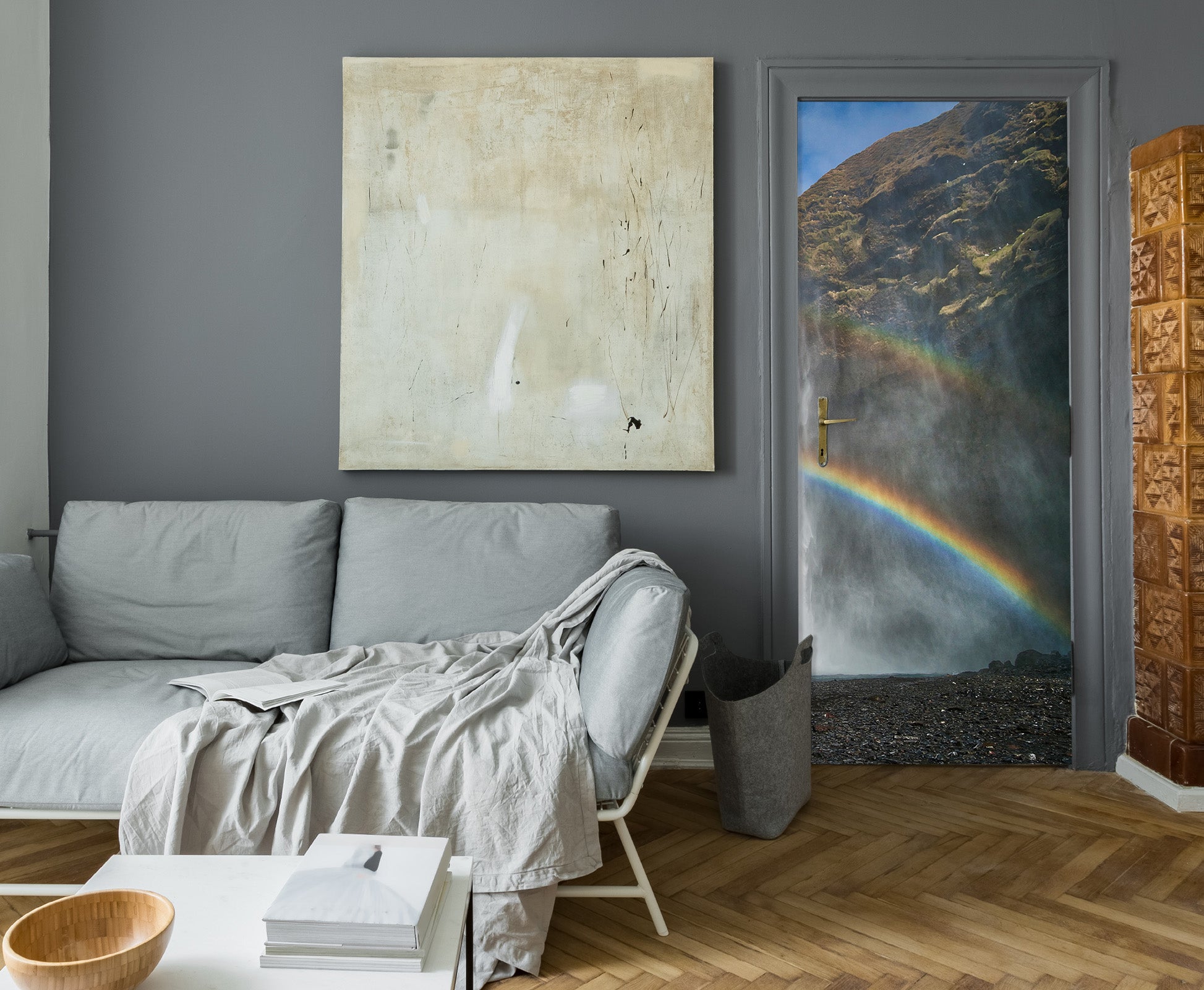 3D Rainbow Rock 12279 Marco Carmassi Door Mural