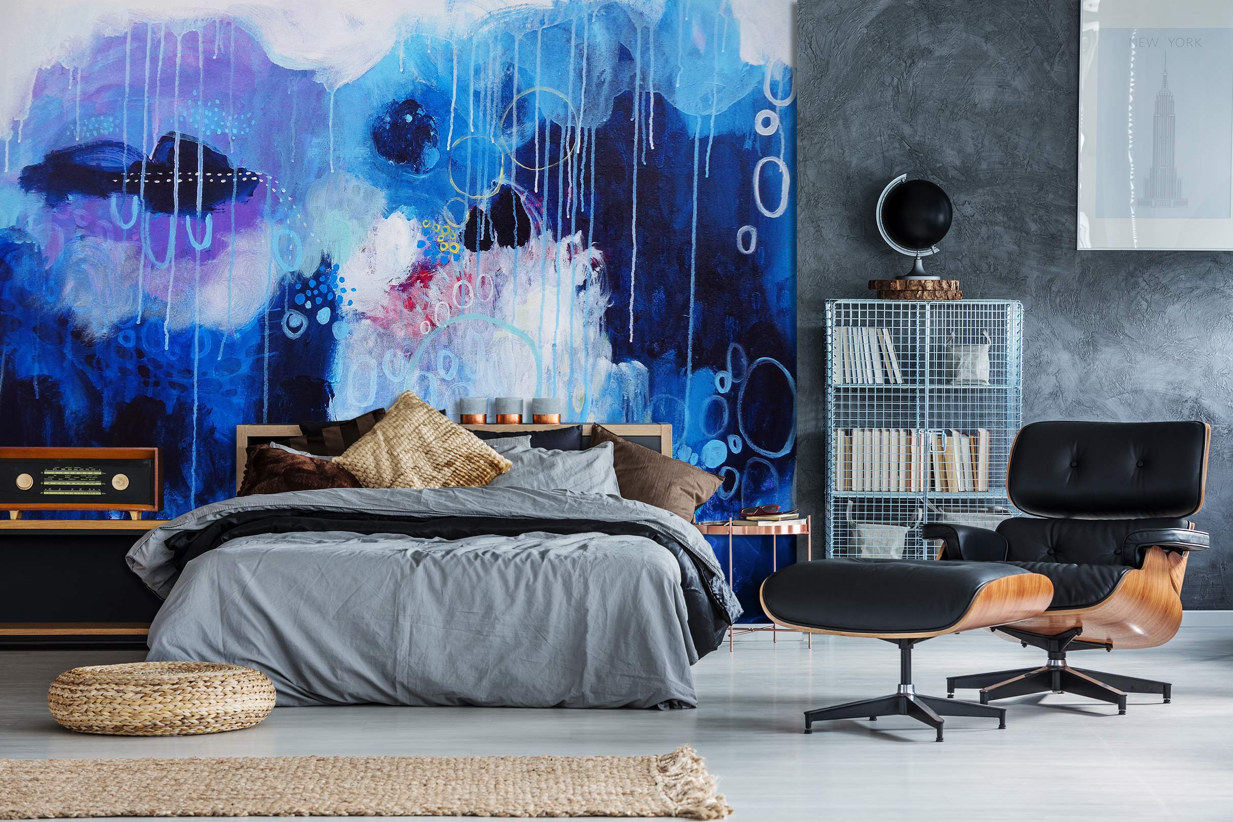 3D Blue Watercolor Texture 12106 Misako Chida Wall Mural Wall Murals