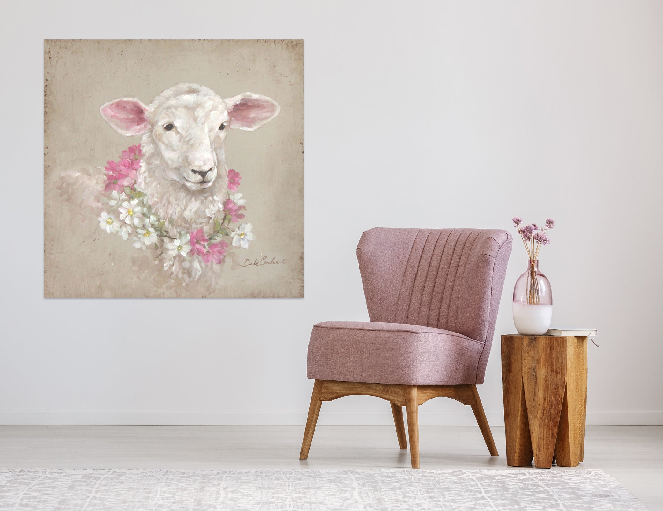 3D Wreath Sheep 091 Debi Coules Wall Sticker