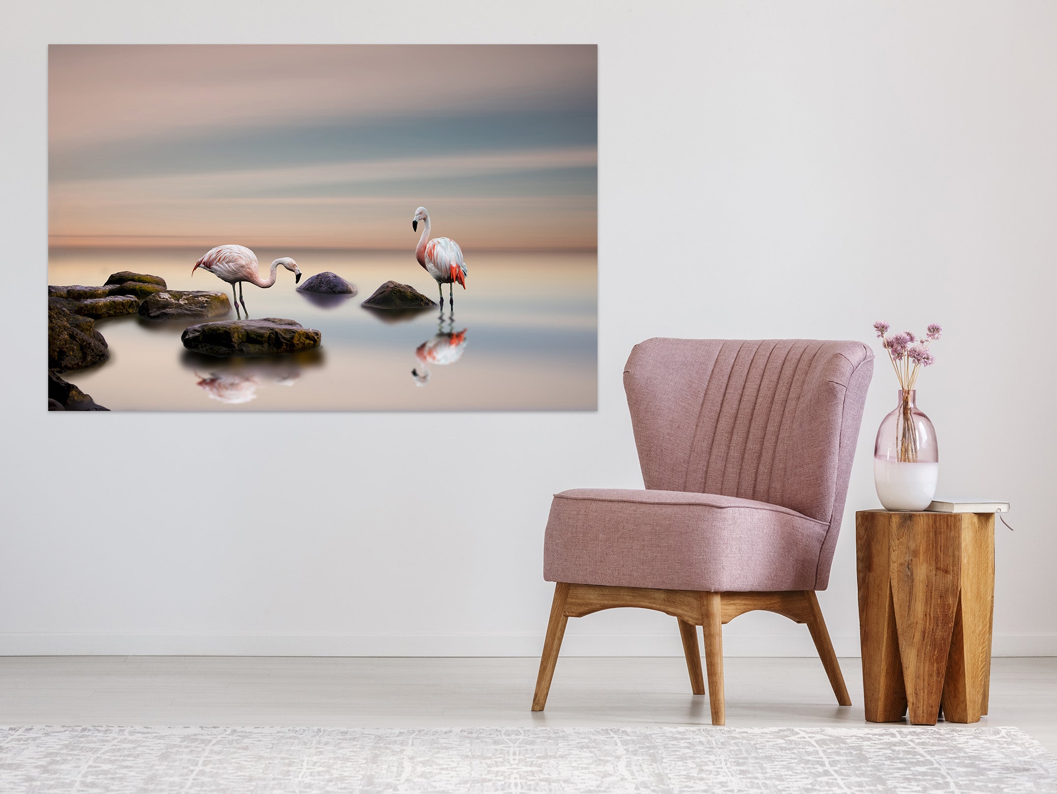 3D Flamingo Stones 1094 Wall Sticker