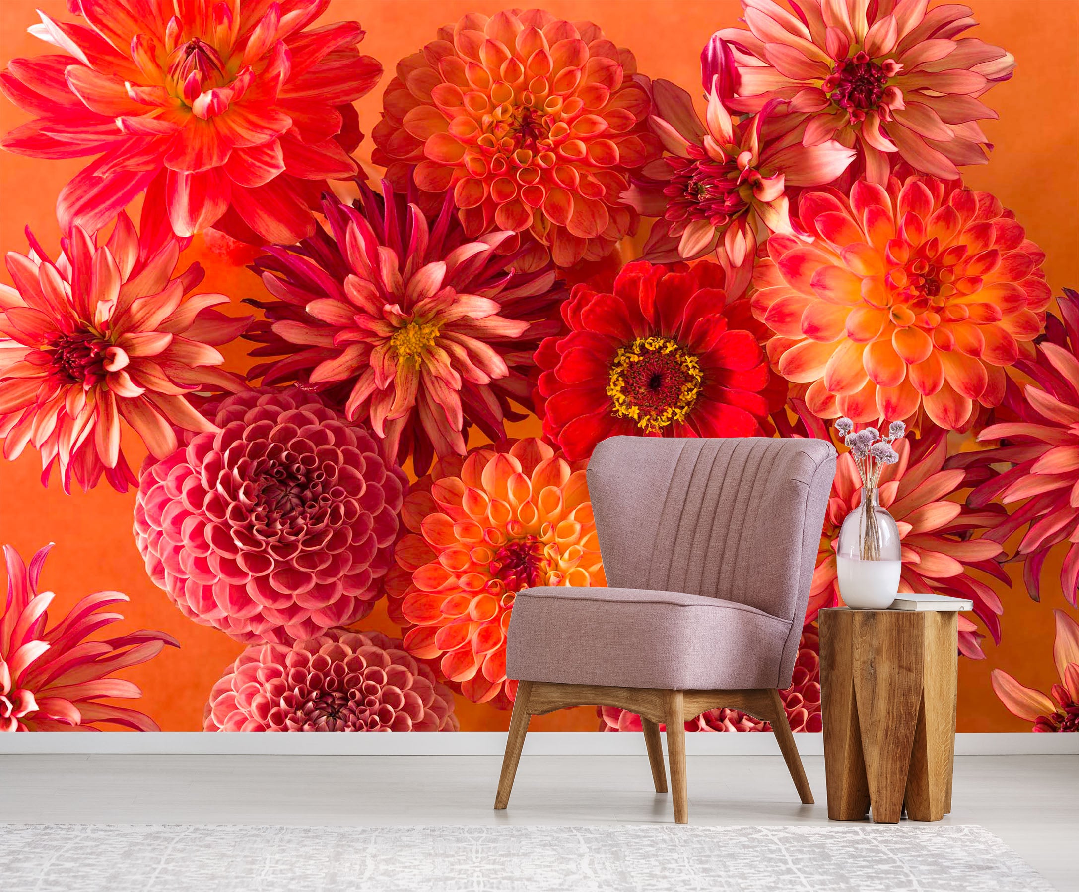 3D Red Chrysanthemum 1424 Assaf Frank Wall Mural Wall Murals