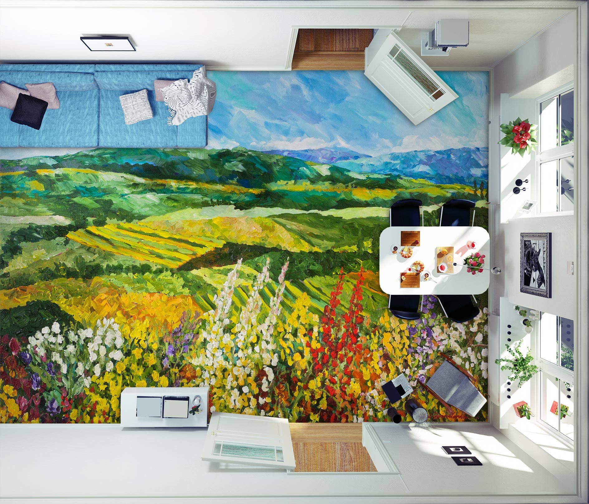 3D Lawn Flowers 9621 Allan P. Friedlander Floor Mural  Wallpaper Murals Self-Adhesive Removable Print Epoxy