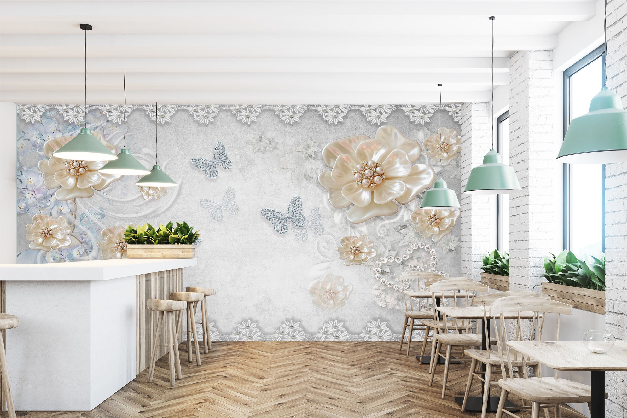 3D Butterfly Flower 1469 Wall Murals