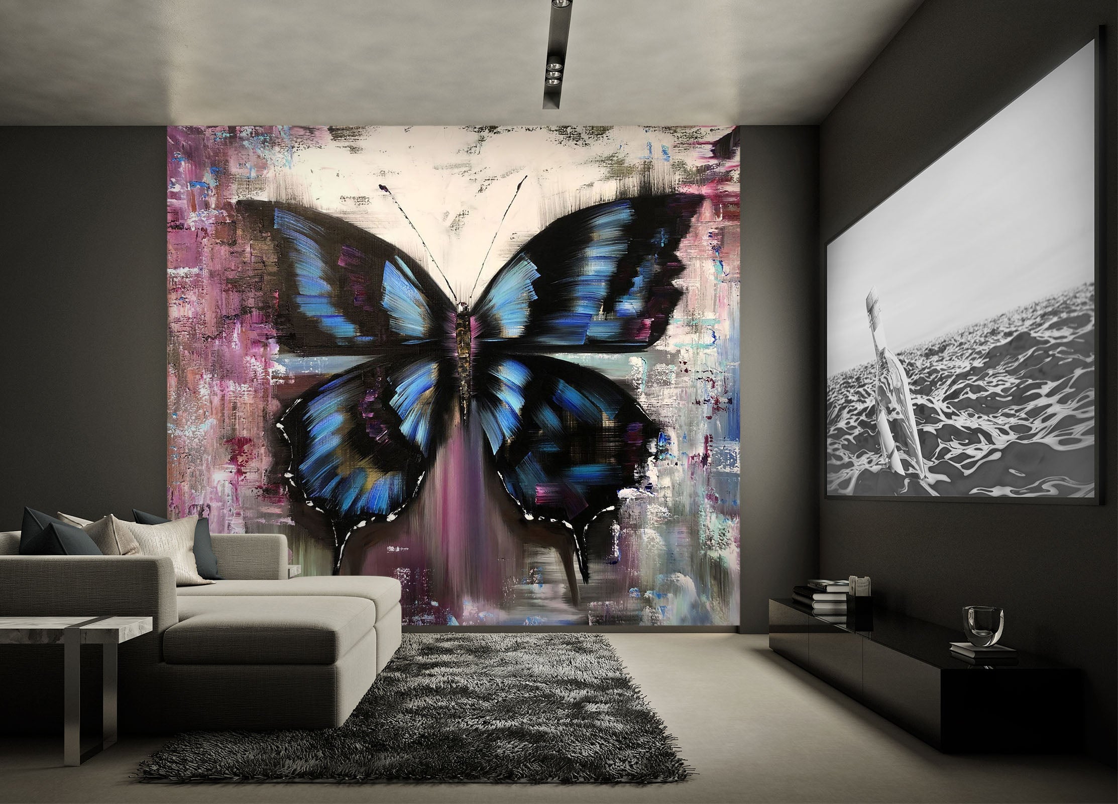 3D Blue Butterfly 258 Skromova Marina Wall Mural Wall Murals