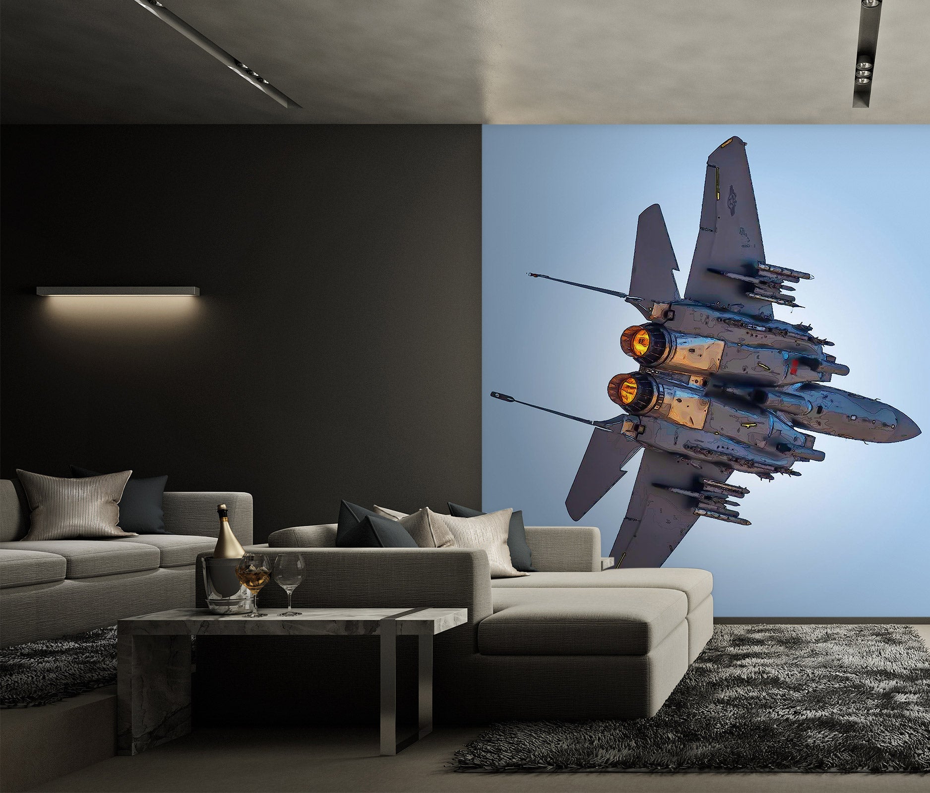 3D Fighter Airplane 9112 Alius Herb Wall Mural Wall Murals