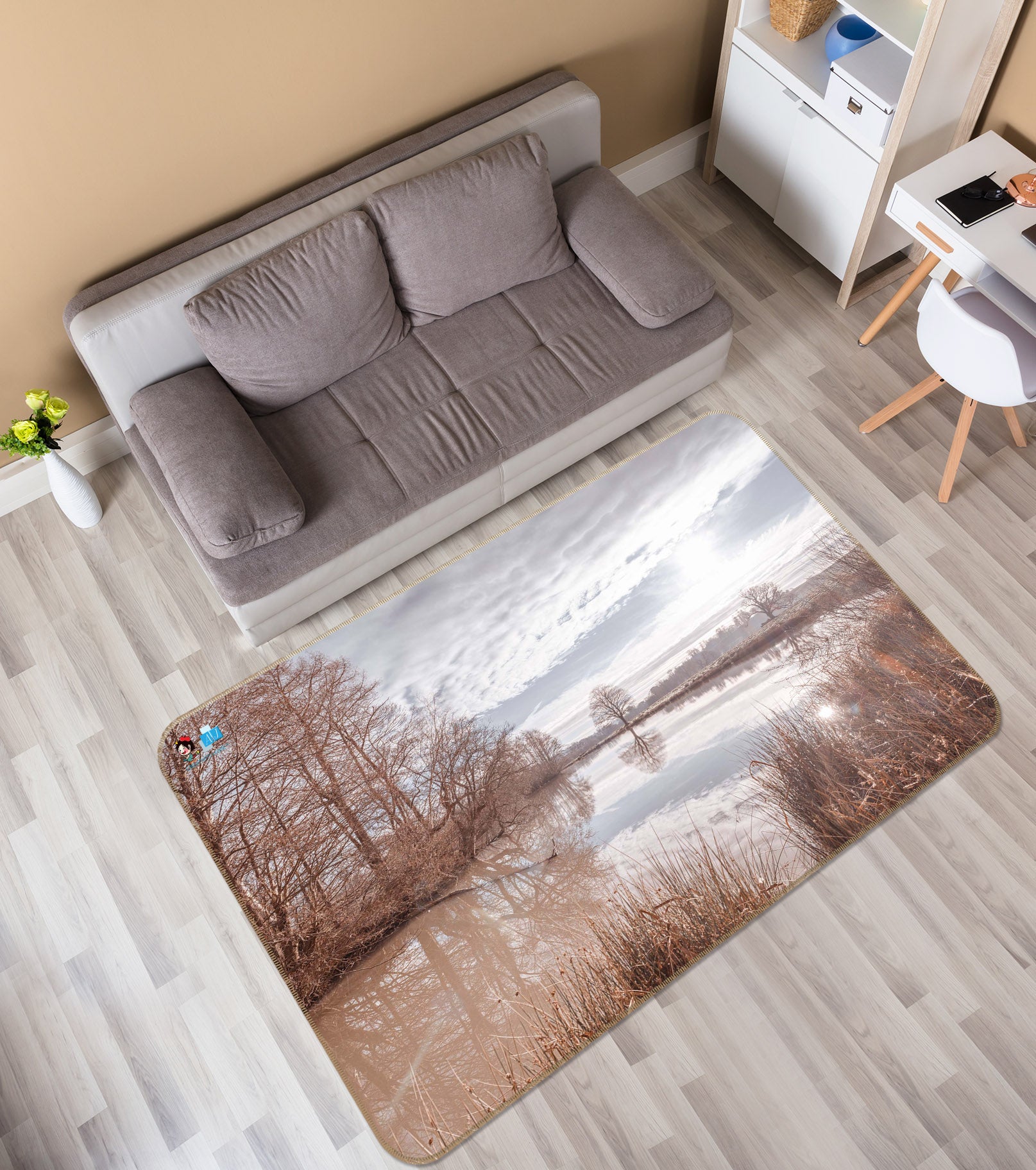 3D Lake Trees 6731 Assaf Frank Rug Non Slip Rug Mat