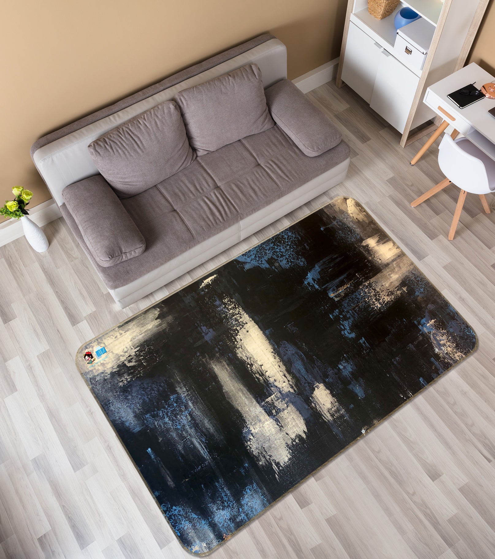 3D Dark Watercolor 1204 Skromova Marina Rug Non Slip Rug Mat