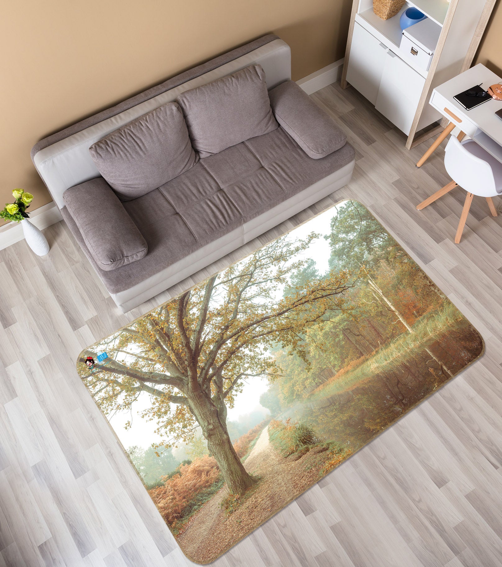 3D Trees Lawn 6744 Assaf Frank Rug Non Slip Rug Mat