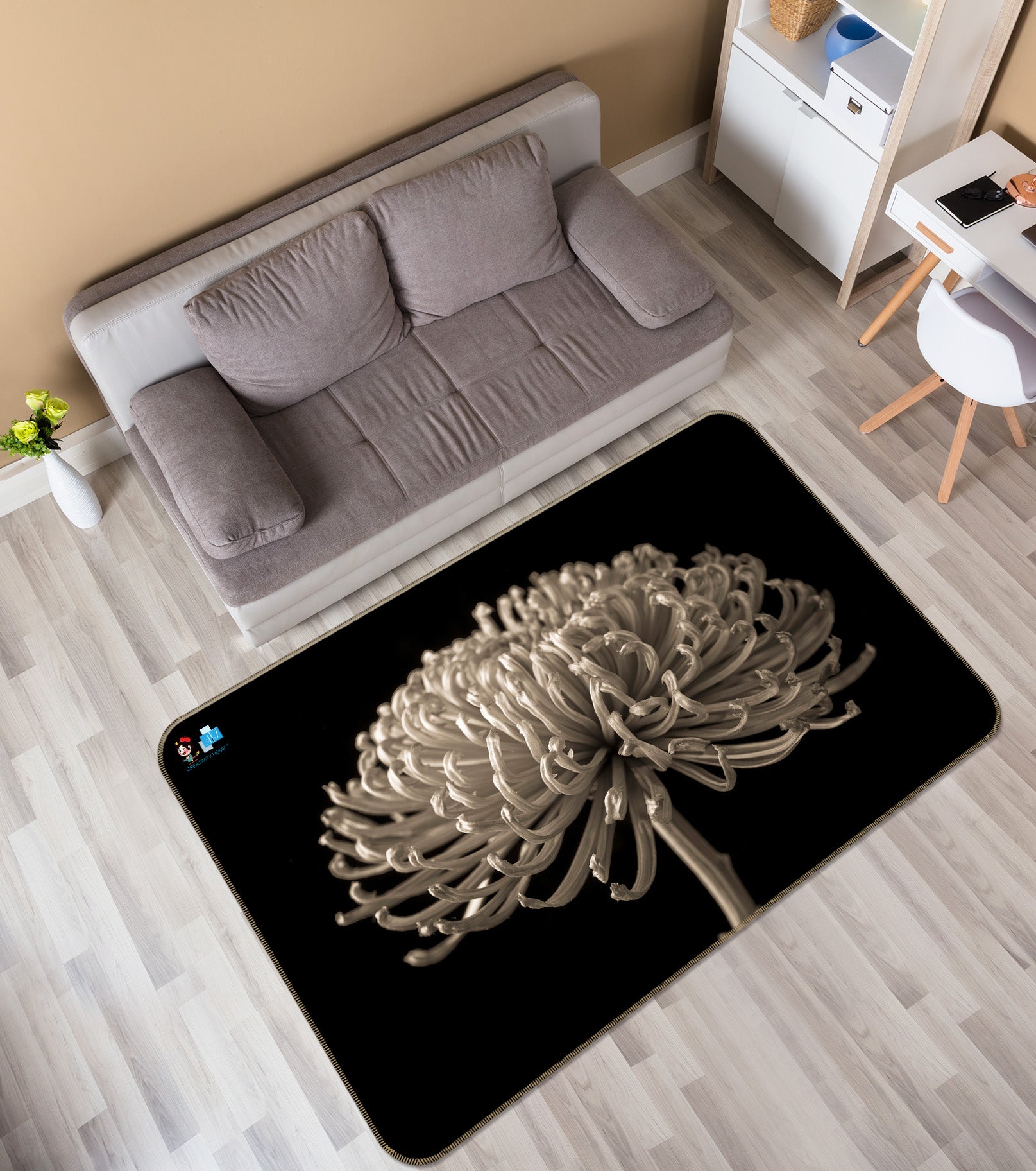 3D Chrysanthemum 6708 Assaf Frank Rug Non Slip Rug Mat