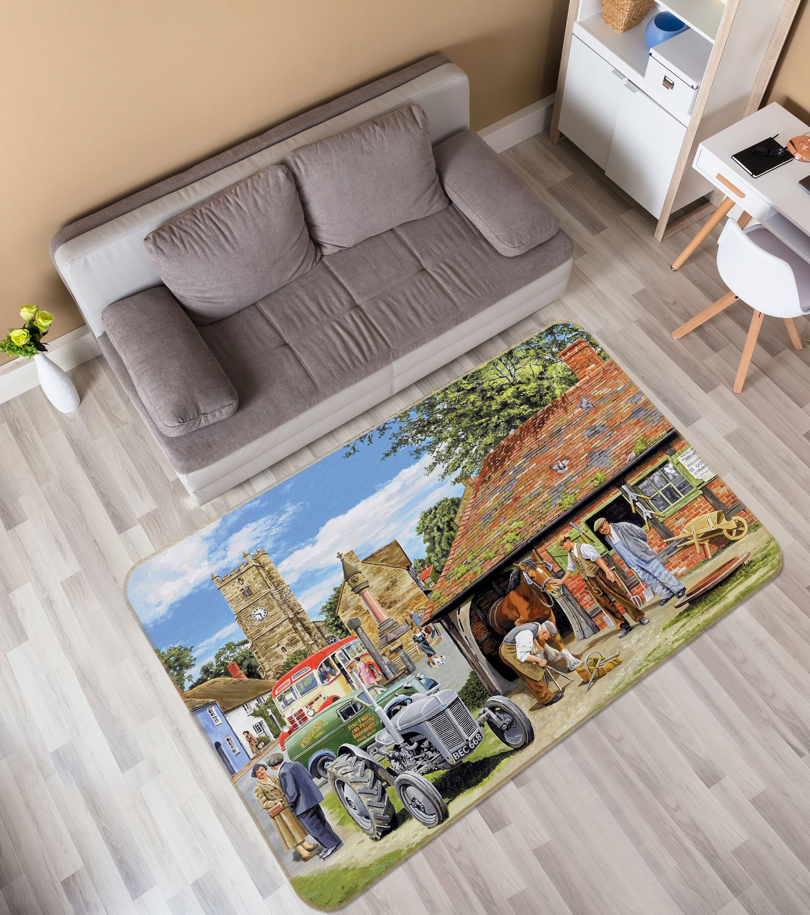 3D Old Friends 1092 Trevor Mitchell Rug Non Slip Rug Mat