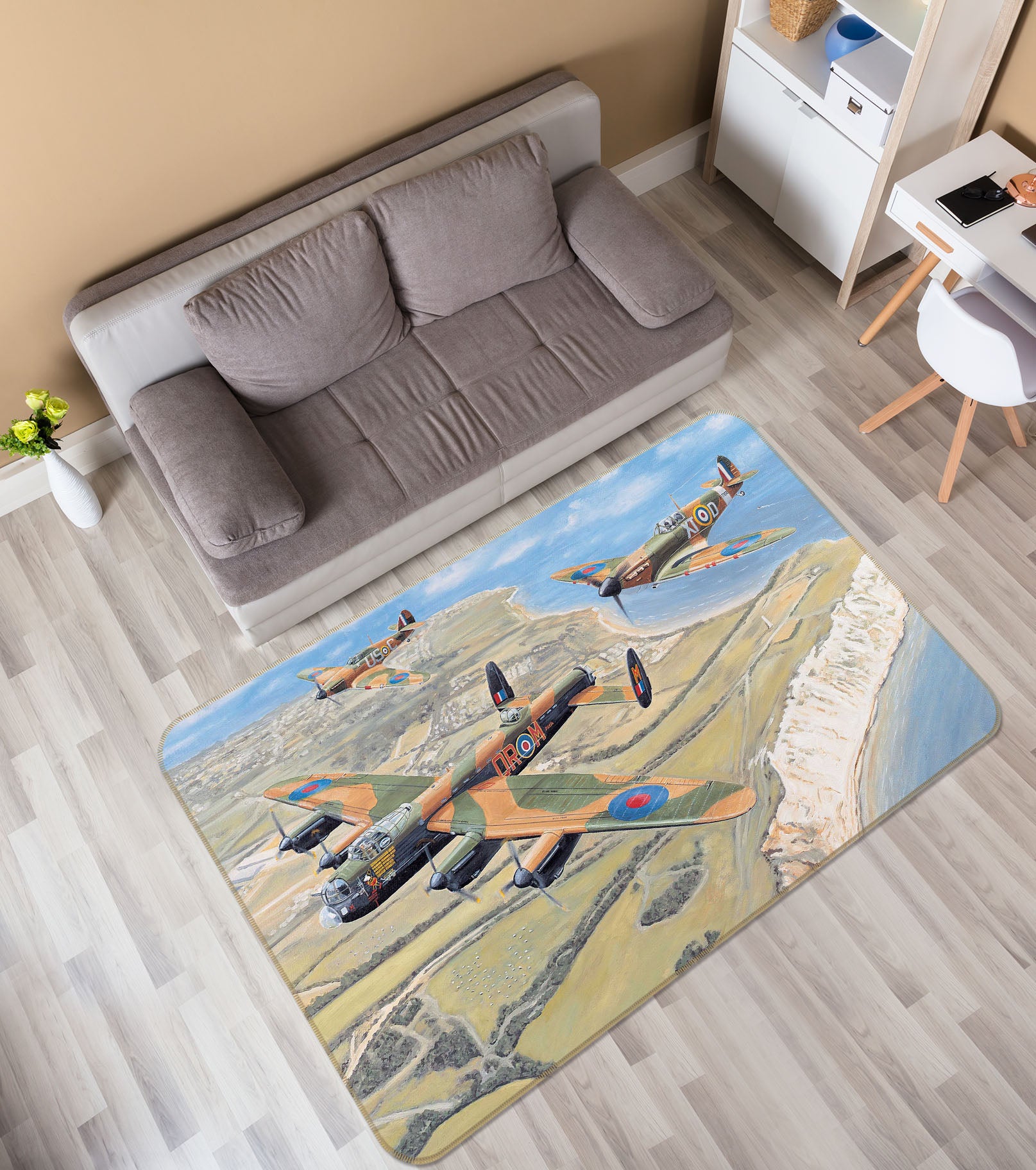 3D Military Aircraft 1057 Trevor Mitchell Rug Non Slip Rug Mat