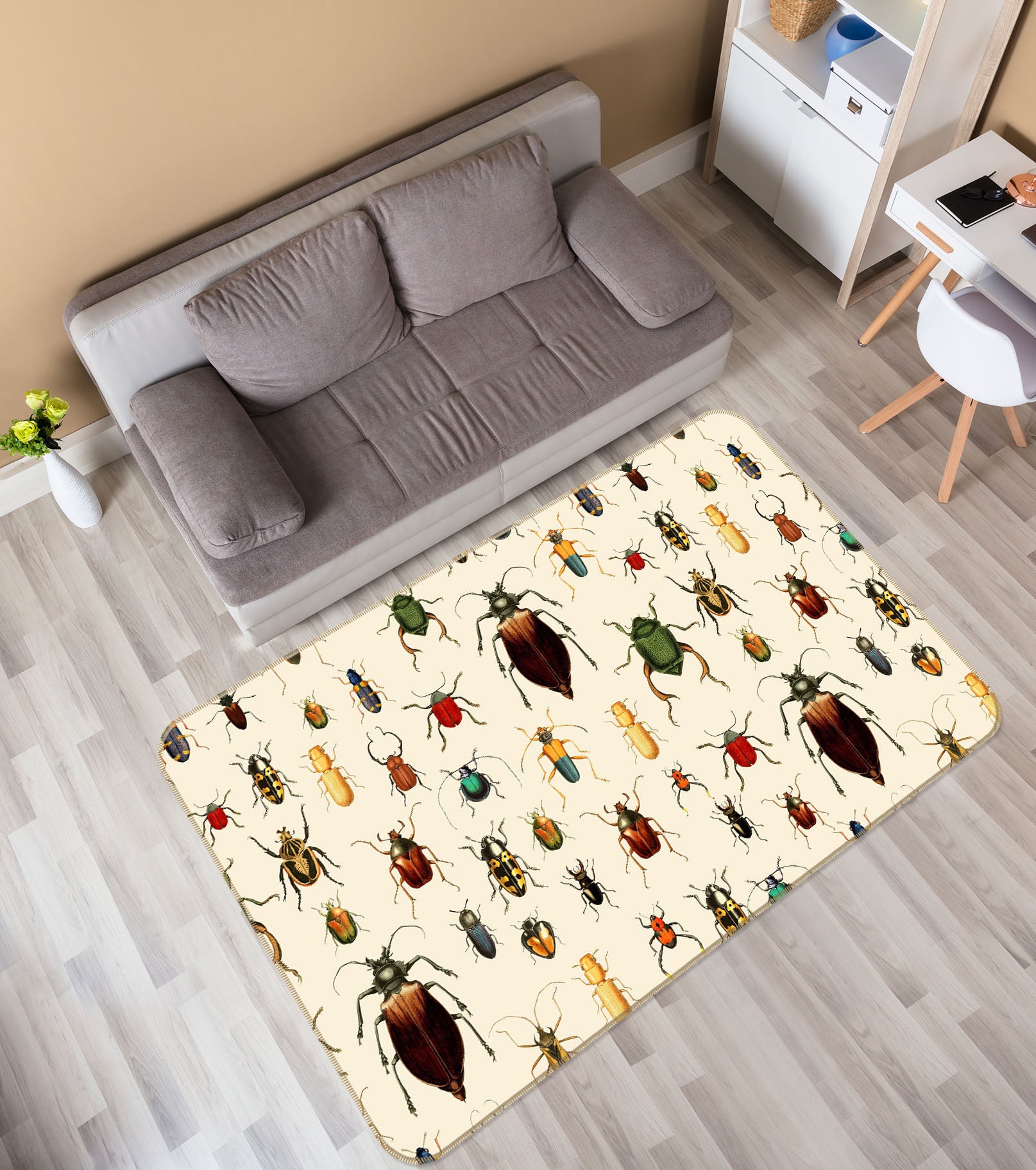 3D Colored Bug 141 Uta Naumann Rug Non Slip Rug Mat