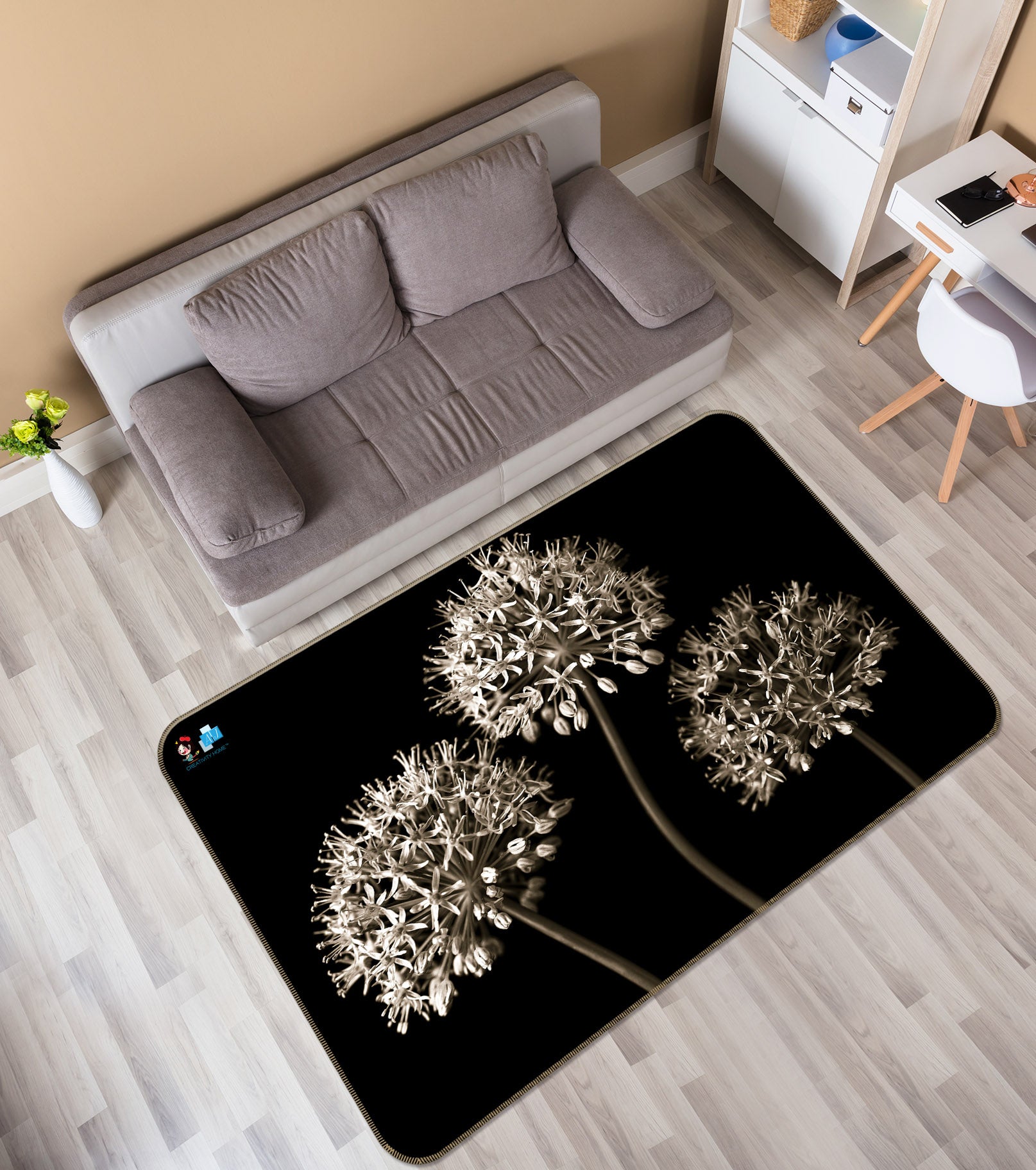 3D Bloom Flower 6703 Assaf Frank Rug Non Slip Rug Mat