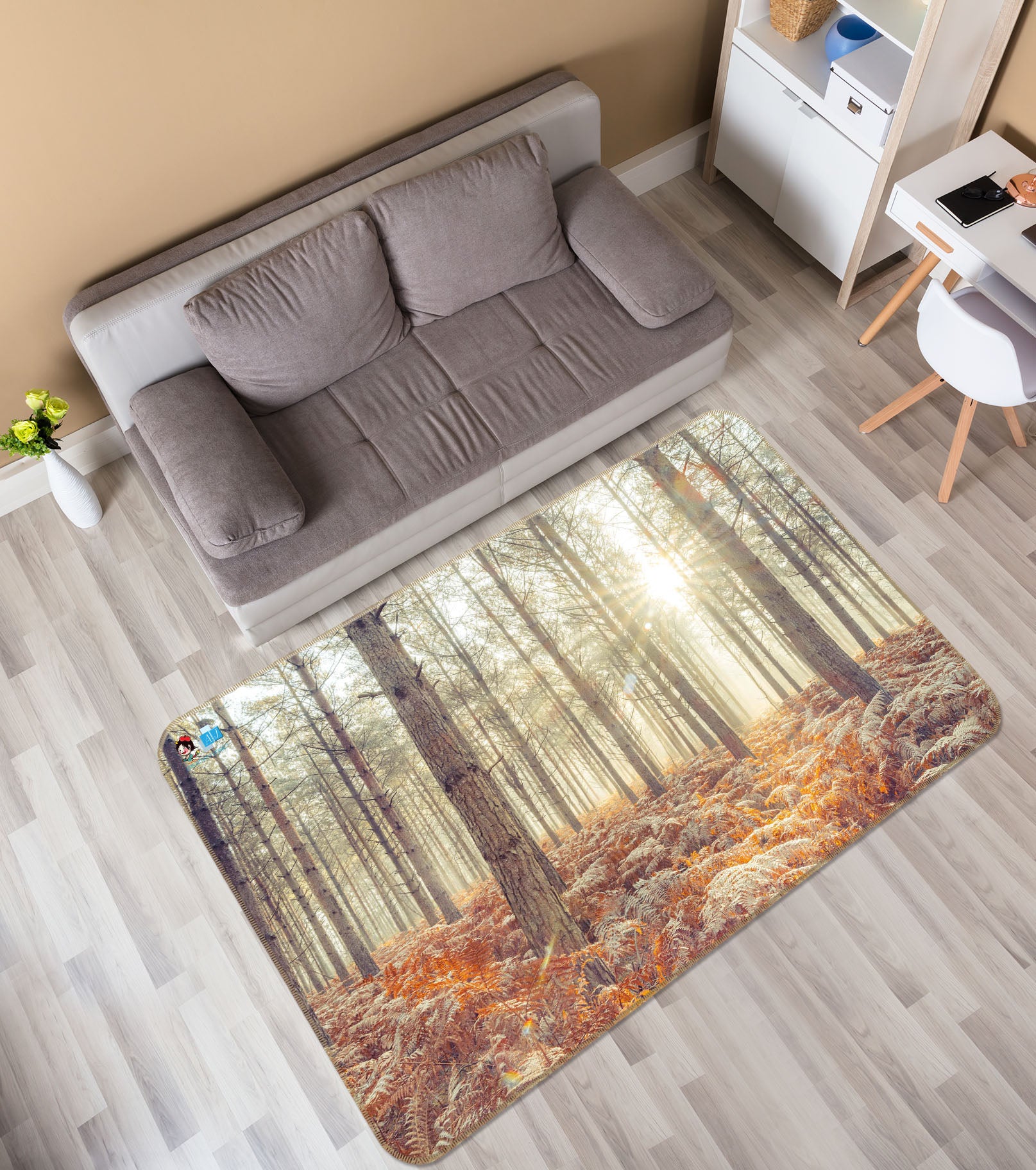 3D Sunshine Leaves 6751 Assaf Frank Rug Non Slip Rug Mat