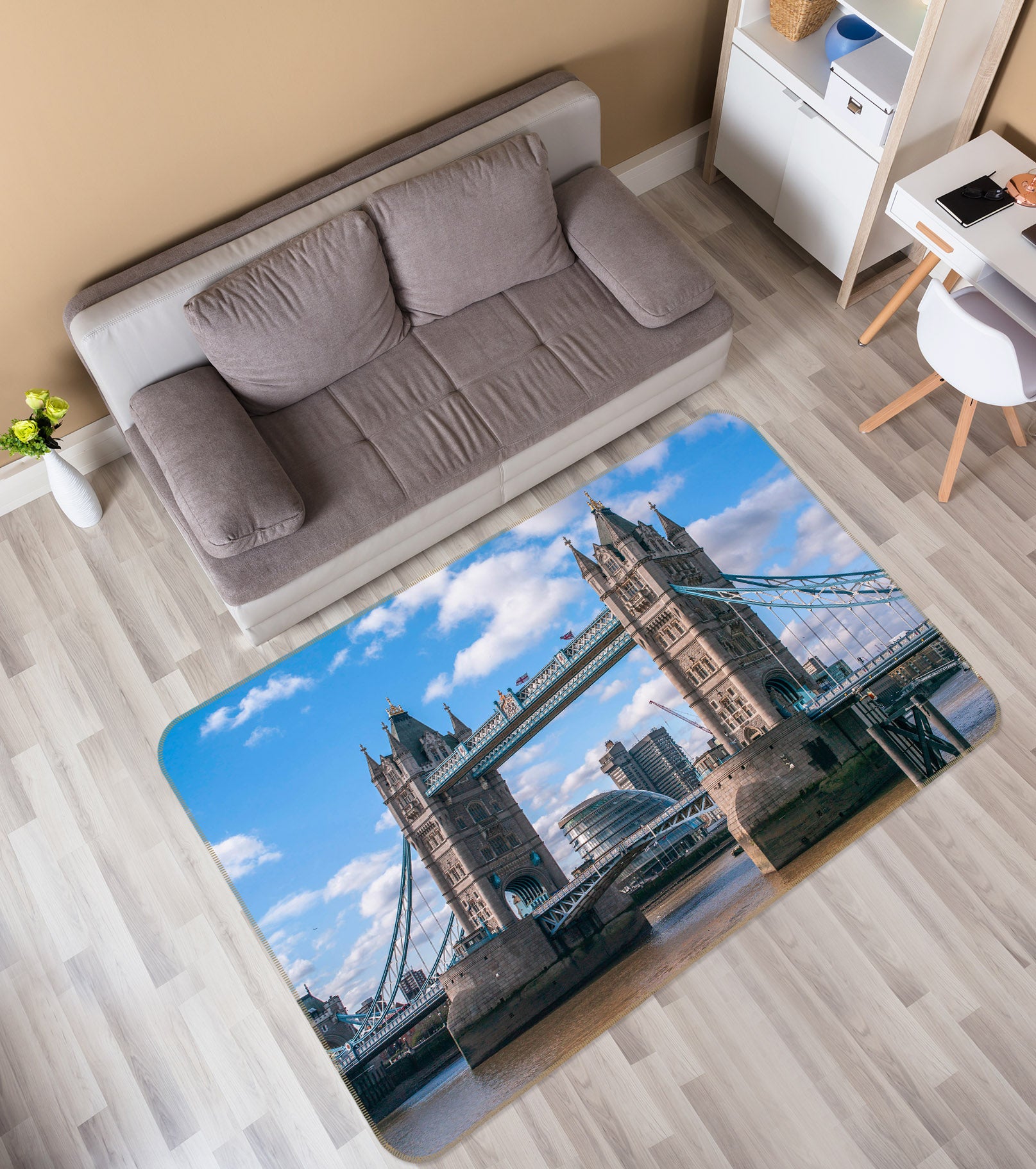 3D Tower Bridge 3002 Assaf Frank Rug Non Slip Rug Mat