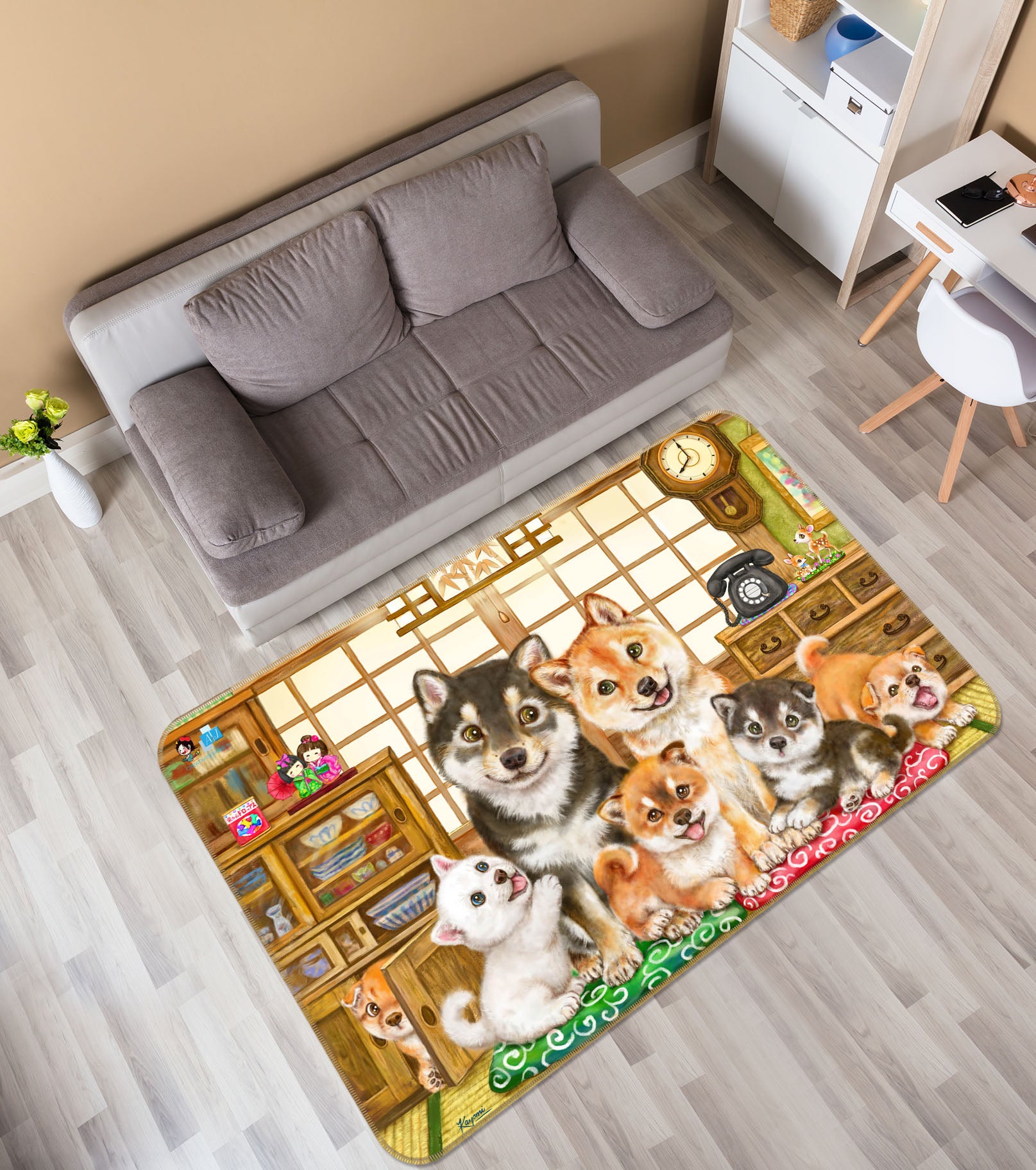 3D Cute Dog 5746 Kayomi Harai Rug Non Slip Rug Mat