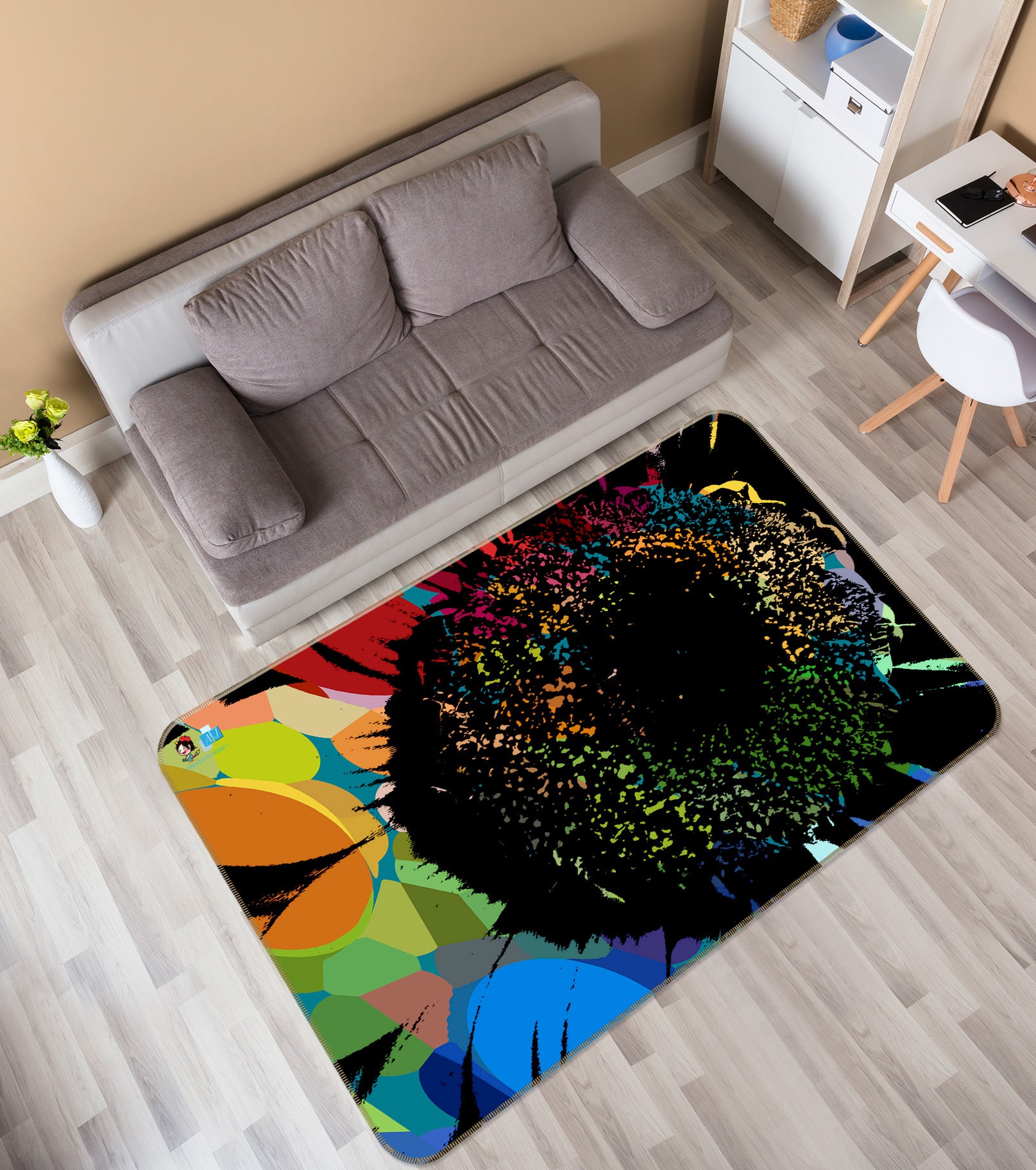 3D Colored Petals 19154 Shandra Smith Rug Non Slip Rug Mat