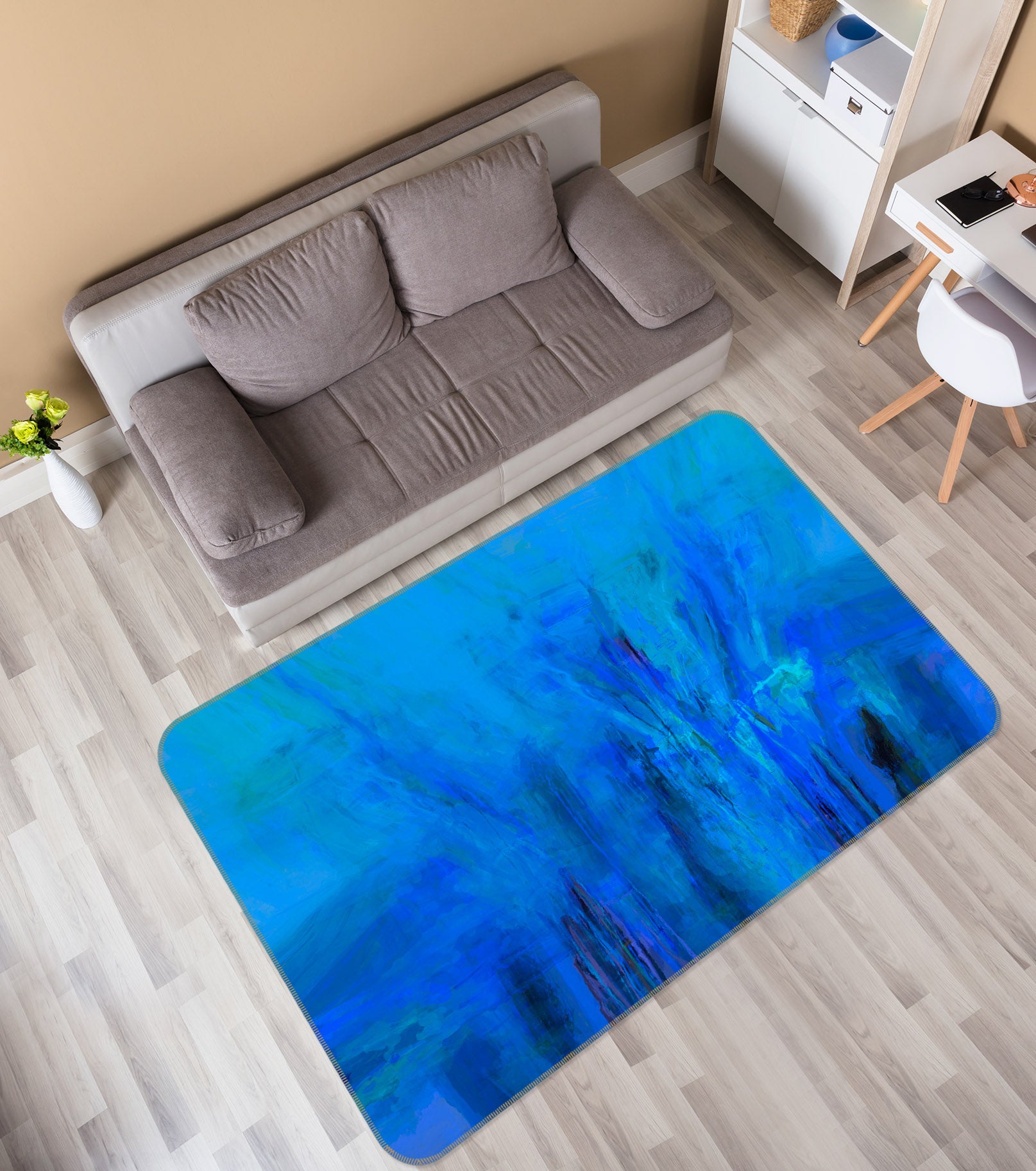 3D Blue Graffiti 1022 Michael Tienhaara Rug Non Slip Rug Mat