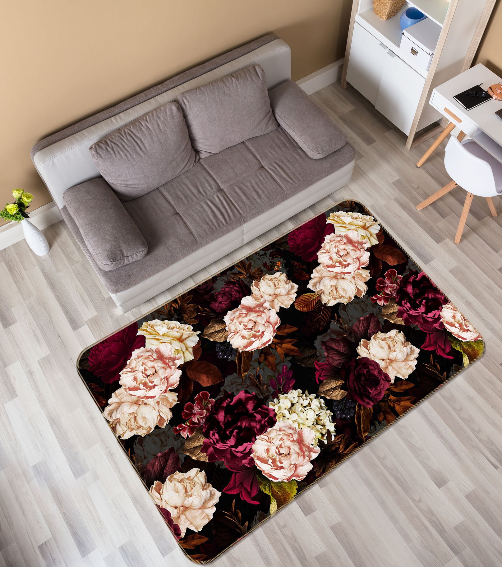 3D Bright Peony 134 Uta Naumann Rug Non Slip Rug Mat