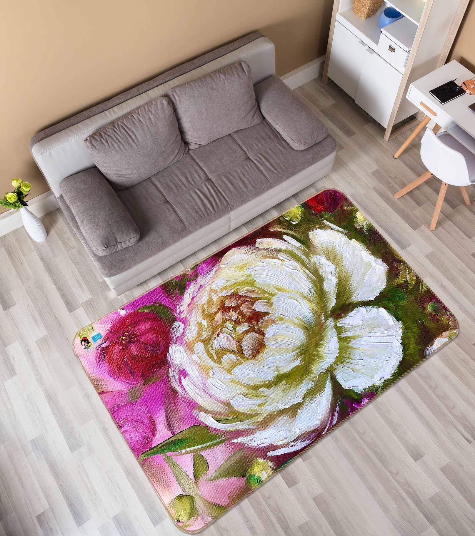 3D Hand Painted Flowers 1255 Skromova Marina Rug Non Slip Rug Mat