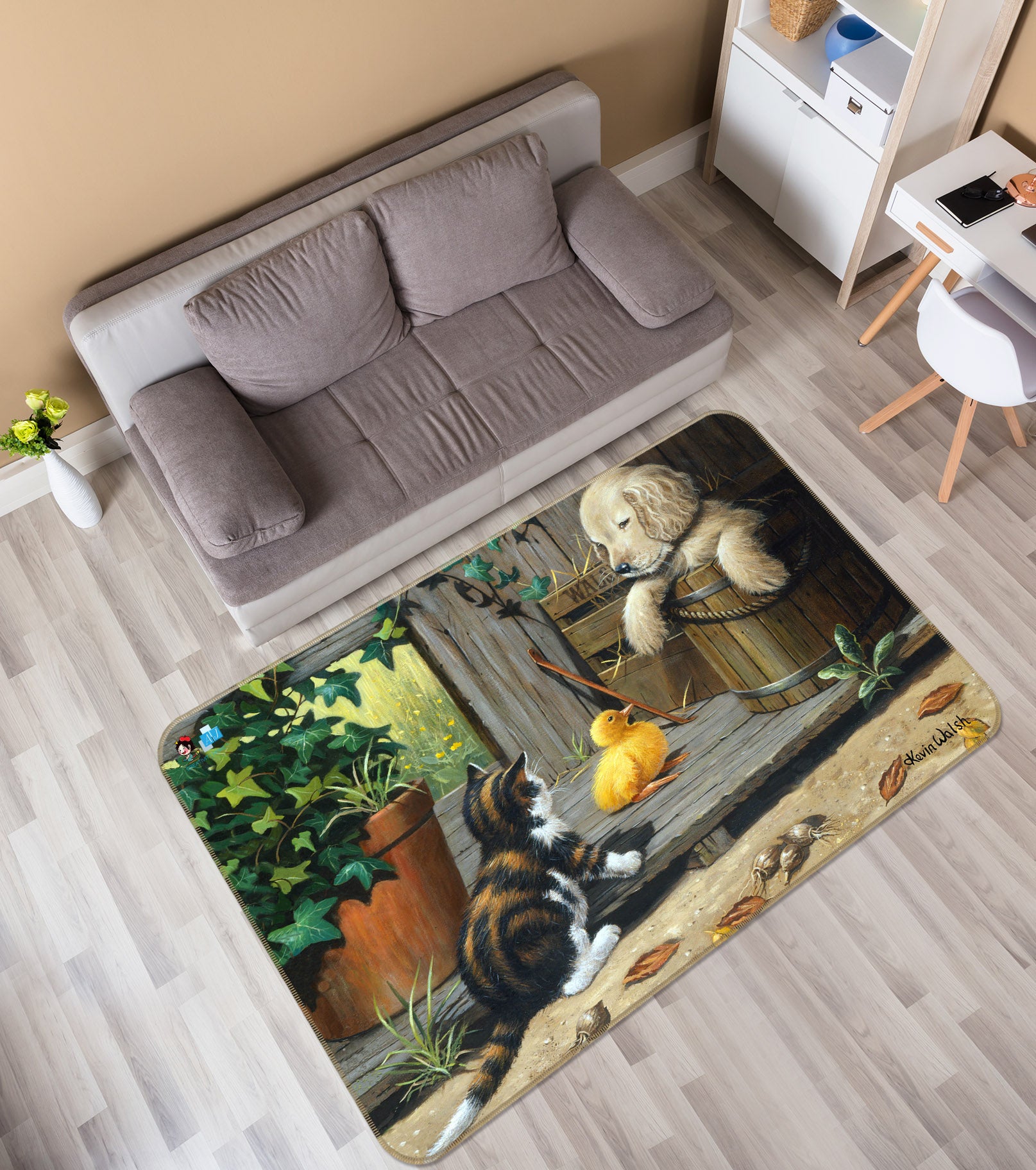 3D Animal Friends 753 Kevin Walsh Rug Non Slip Rug Mat