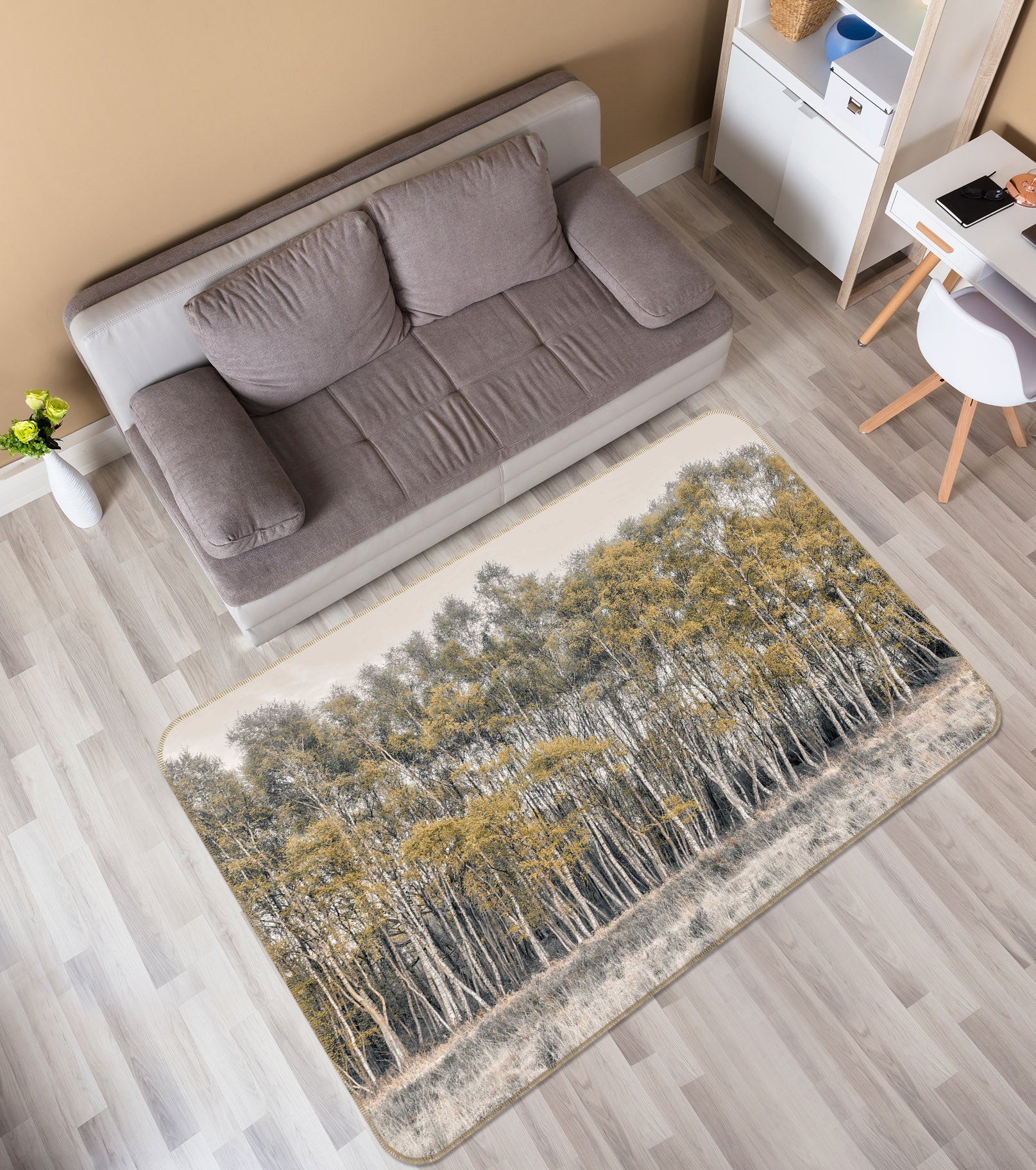 3D Yellow Forest 146 Assaf Frank Rug Non Slip Rug Mat