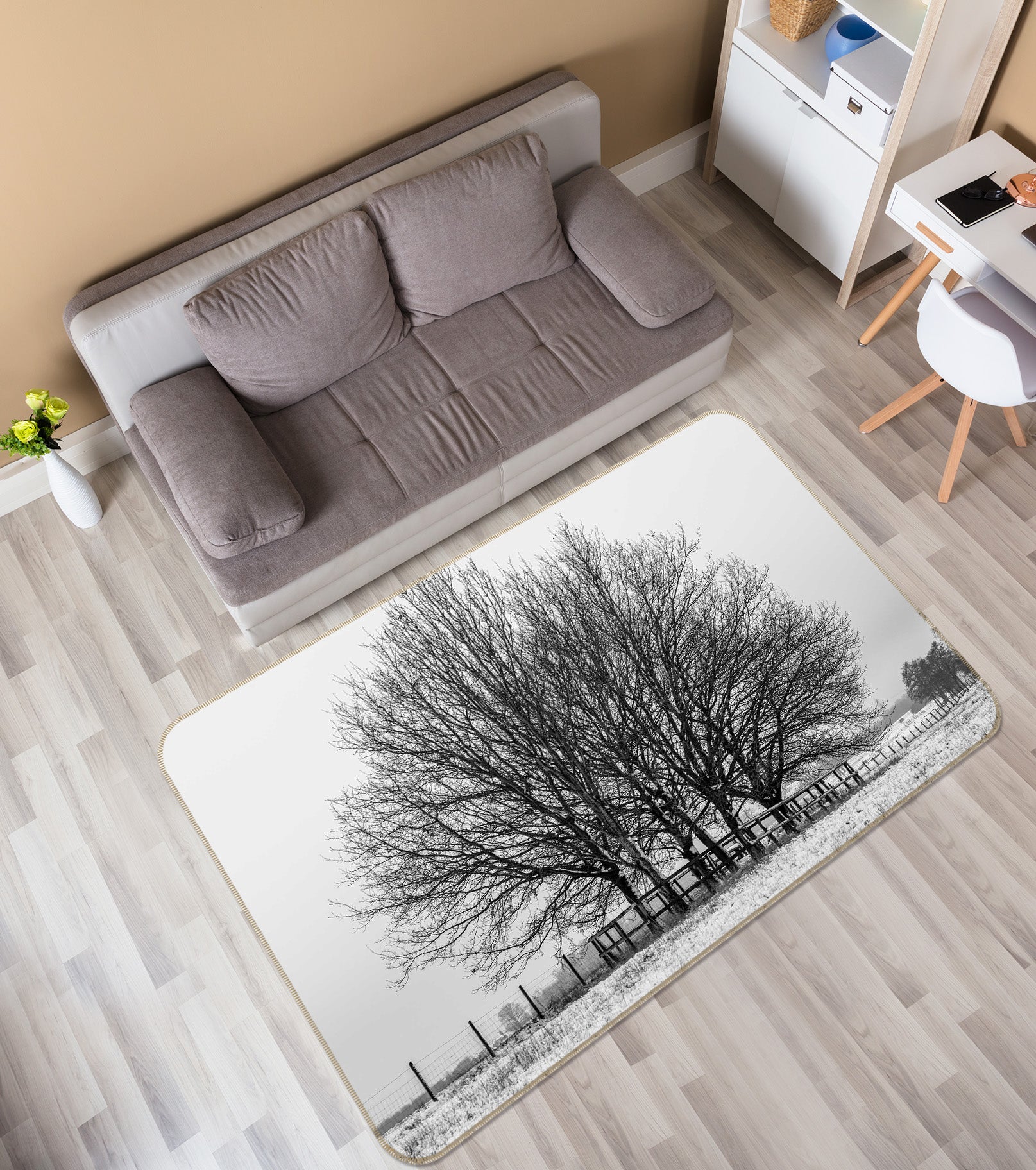 3D Snow Tree 141 Assaf Frank Rug Non Slip Rug Mat