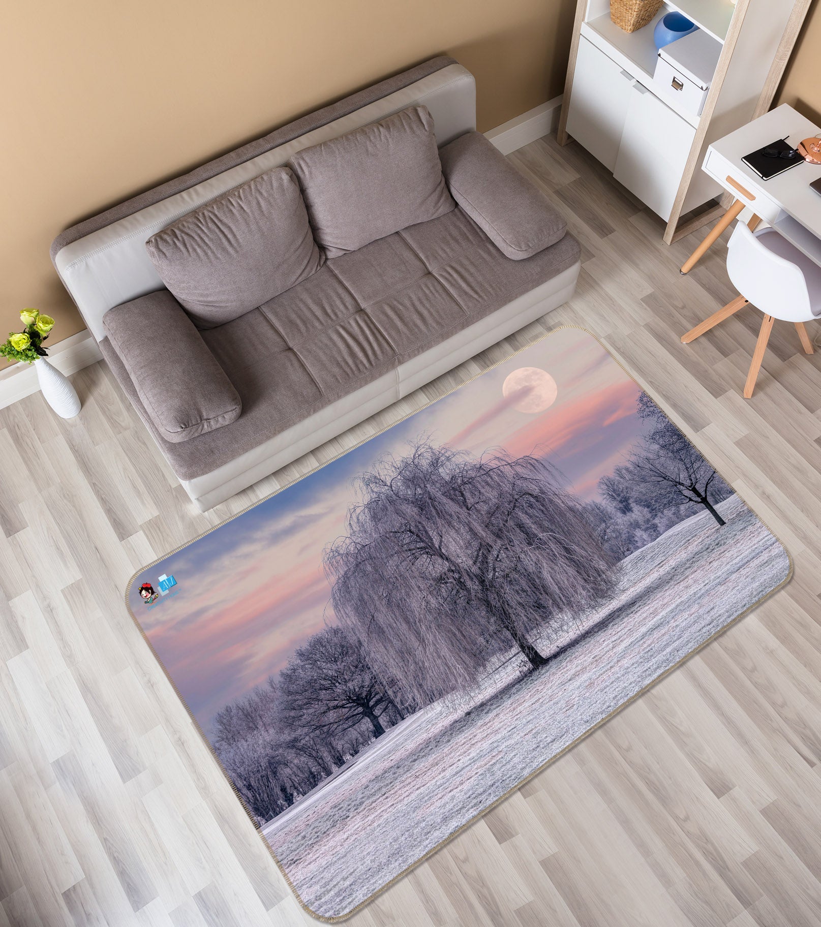 3D Winter Tree 6713 Assaf Frank Rug Non Slip Rug Mat