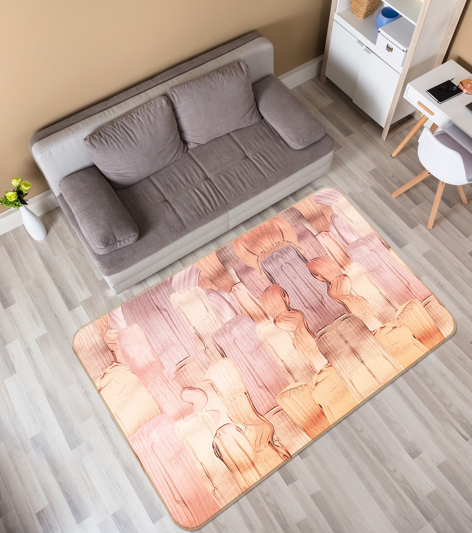 3D Pink Paint 056 Uta Naumann Rug Non Slip Rug Mat