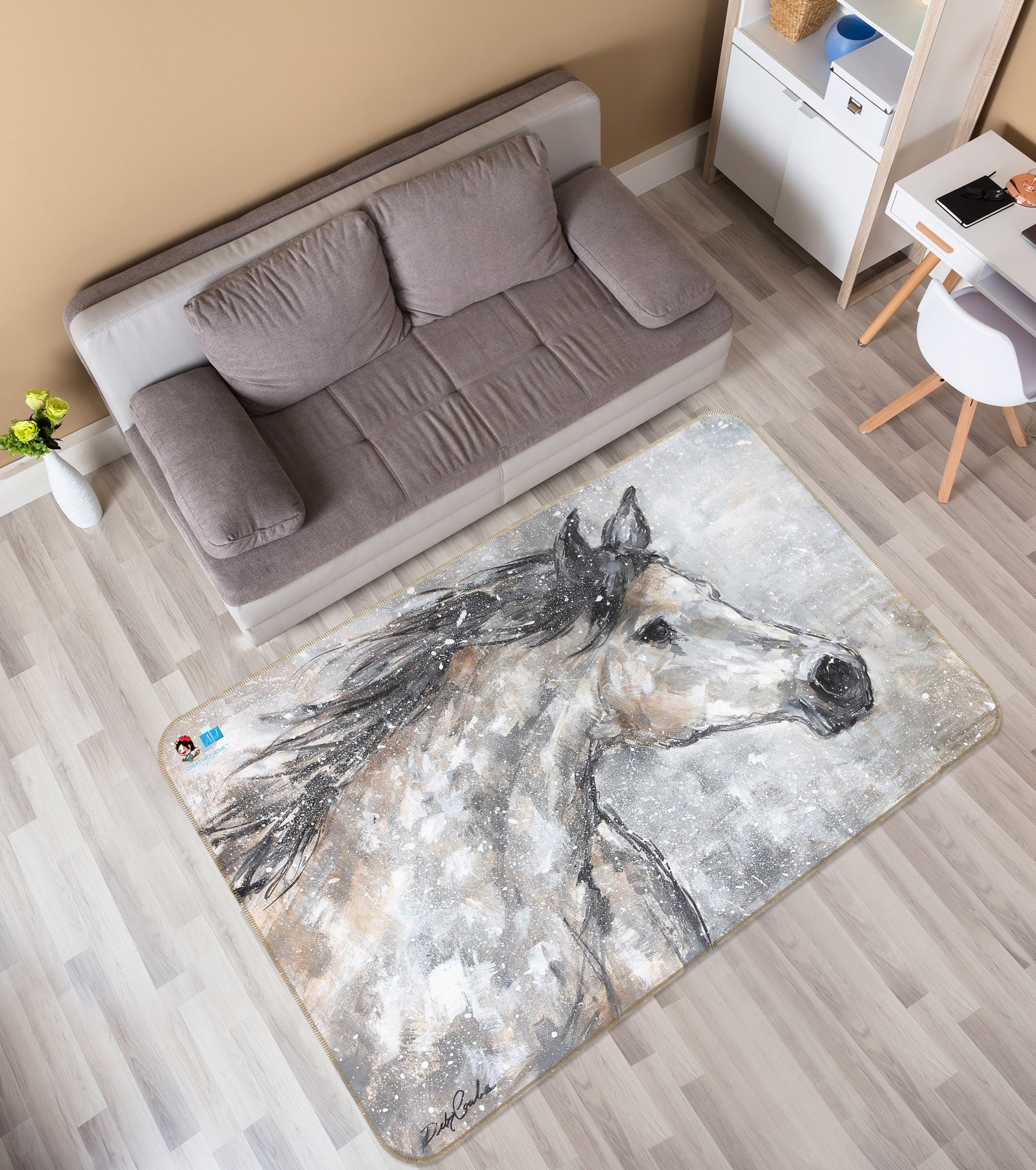 3D Horse Painting 0169 Debi Coules Rug Non Slip Rug Mat