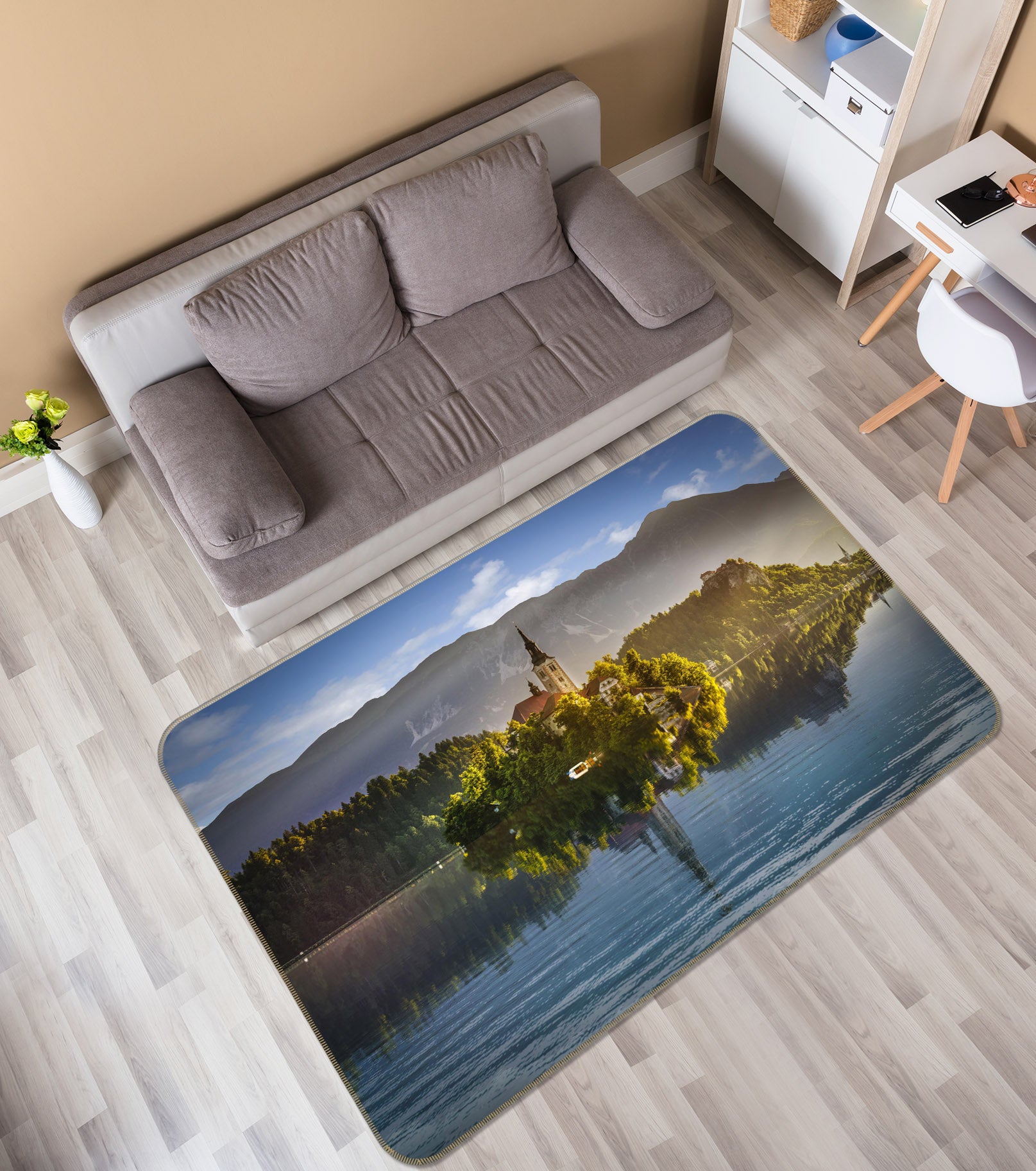 3D Forest Lake 1063 Marco Carmassi Rug Non Slip Rug Mat