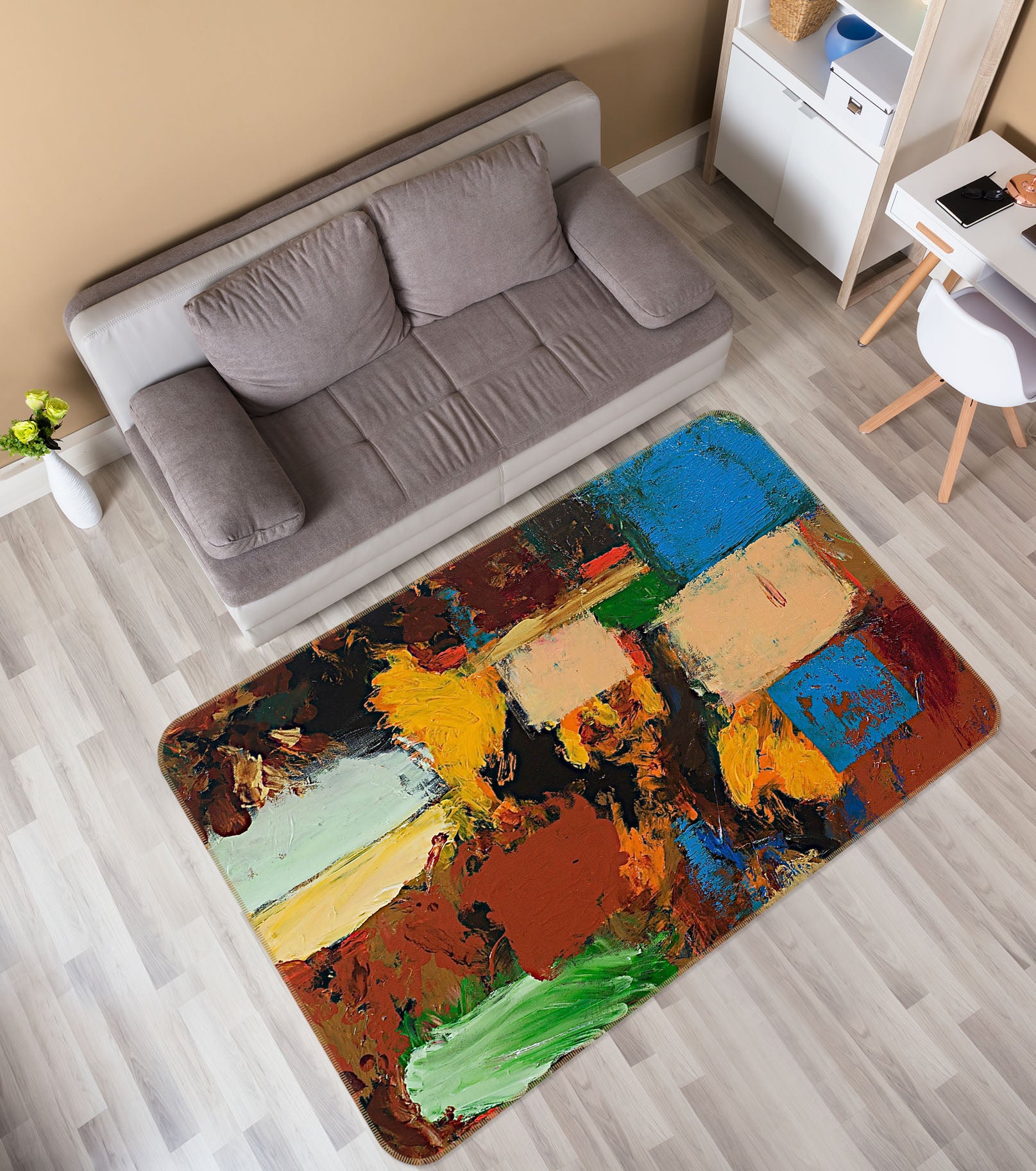 3D Color Graffiti 1006 Allan P. Friedlander Rug Non Slip Rug Mat