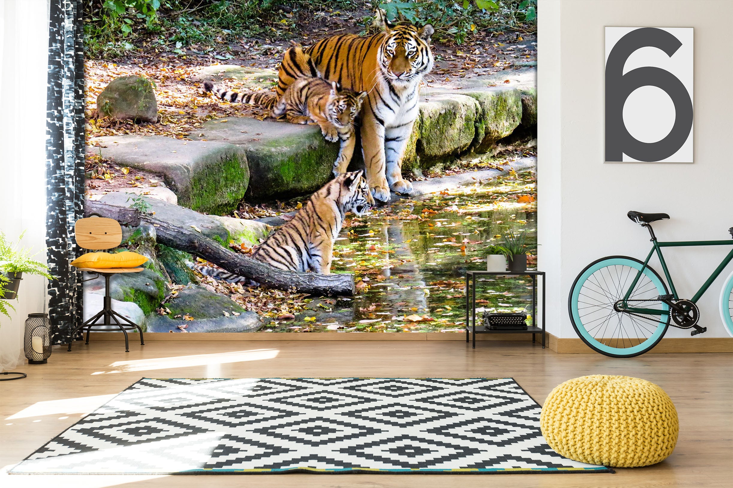 3D Tiger River 350 Wall Murals