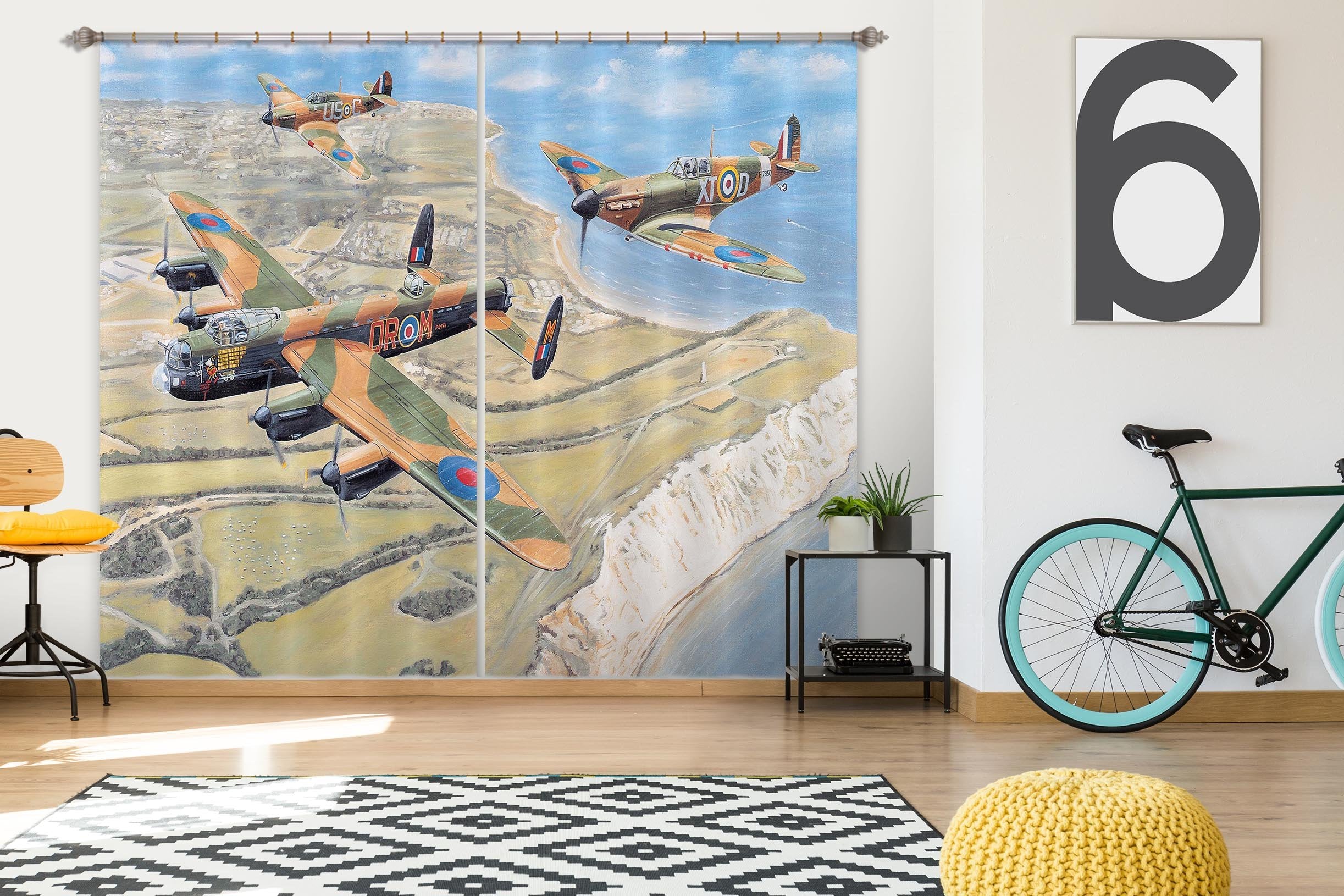 3D Battle Of Britain Memorial Flight 047 Trevor Mitchell Curtain Curtains Drapes Wallpaper AJ Wallpaper 