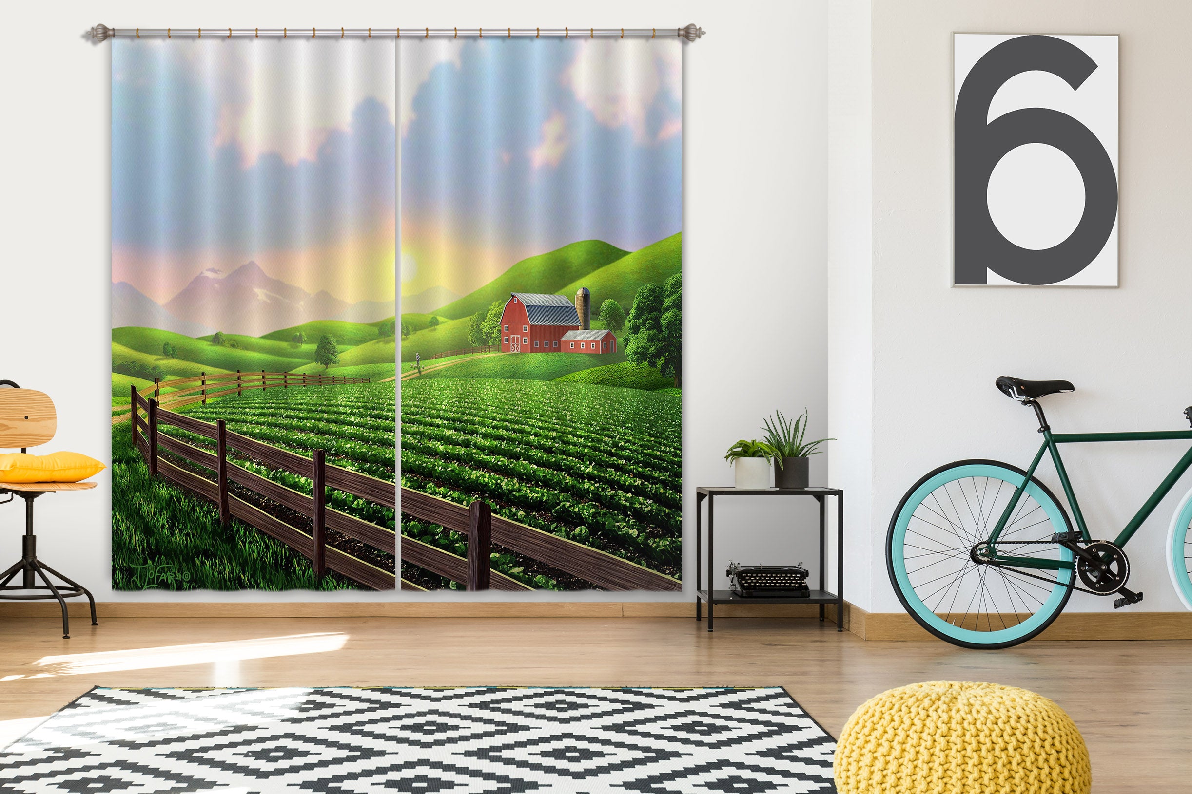 3D Green Farm 064 Jerry LoFaro Curtain Curtains Drapes