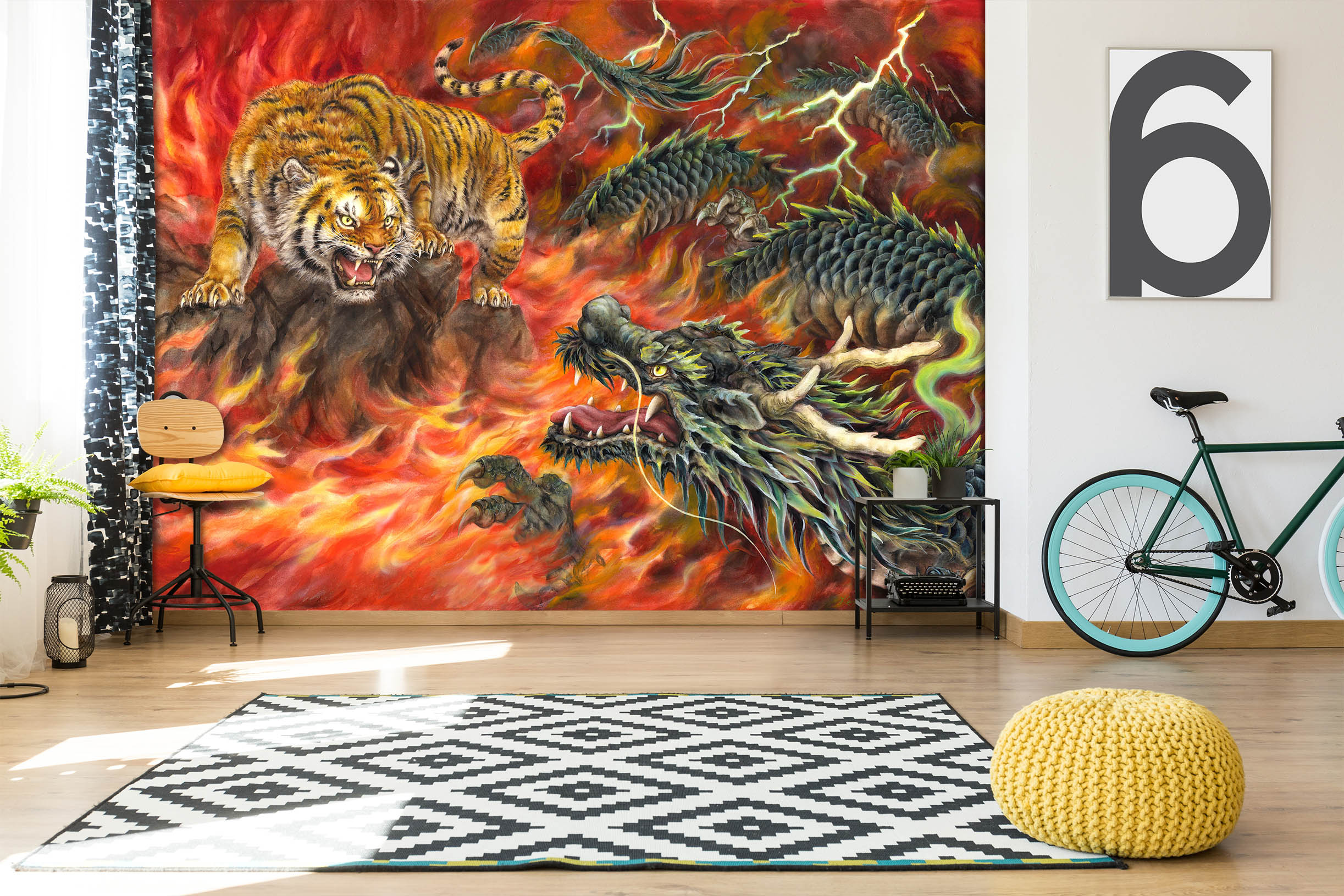 3D Tiger Dragon 5519 Kayomi Harai Wall Mural Wall Murals