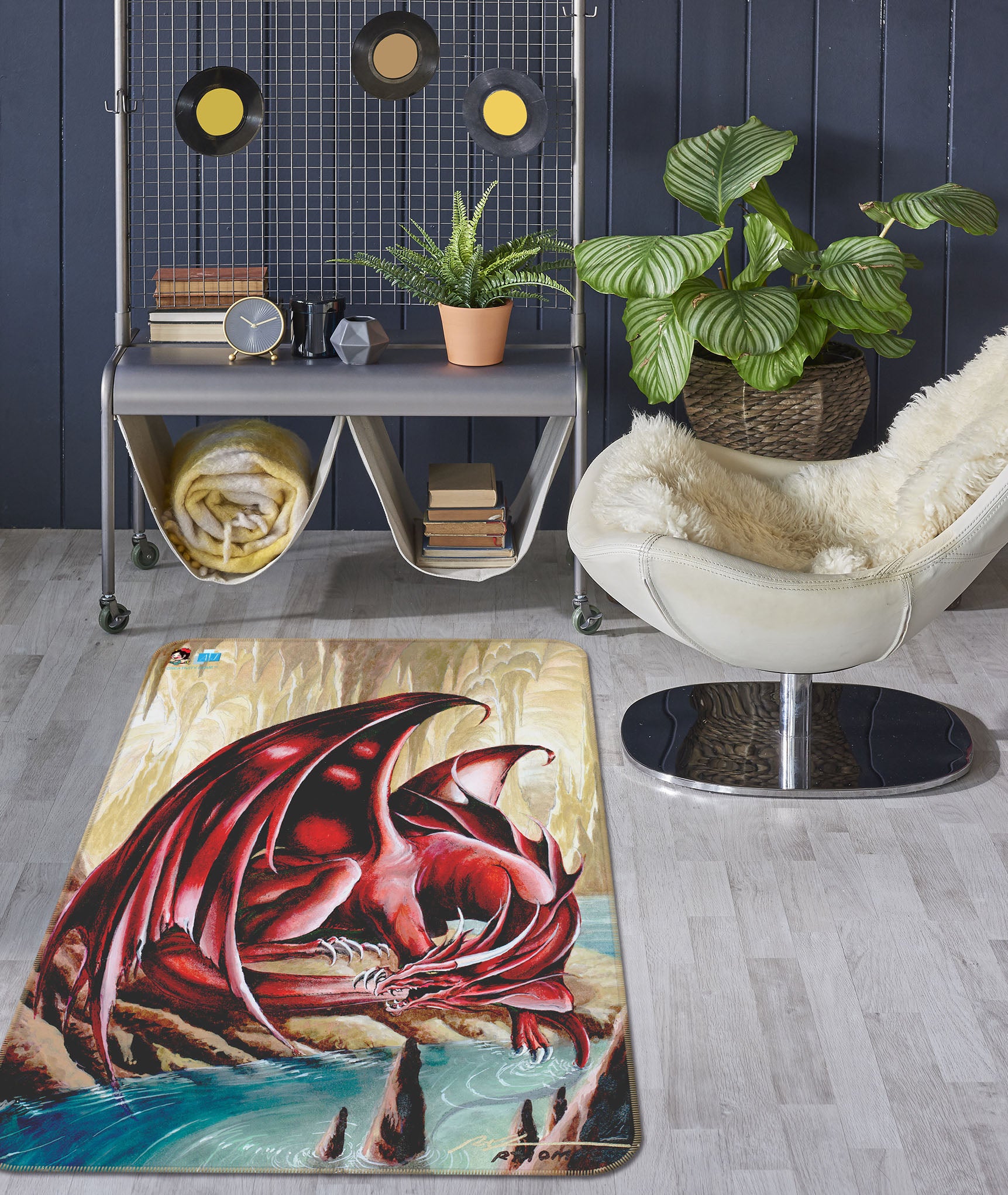 3D Red Dragon 8244 Ruth Thompson Rug Non Slip Rug Mat