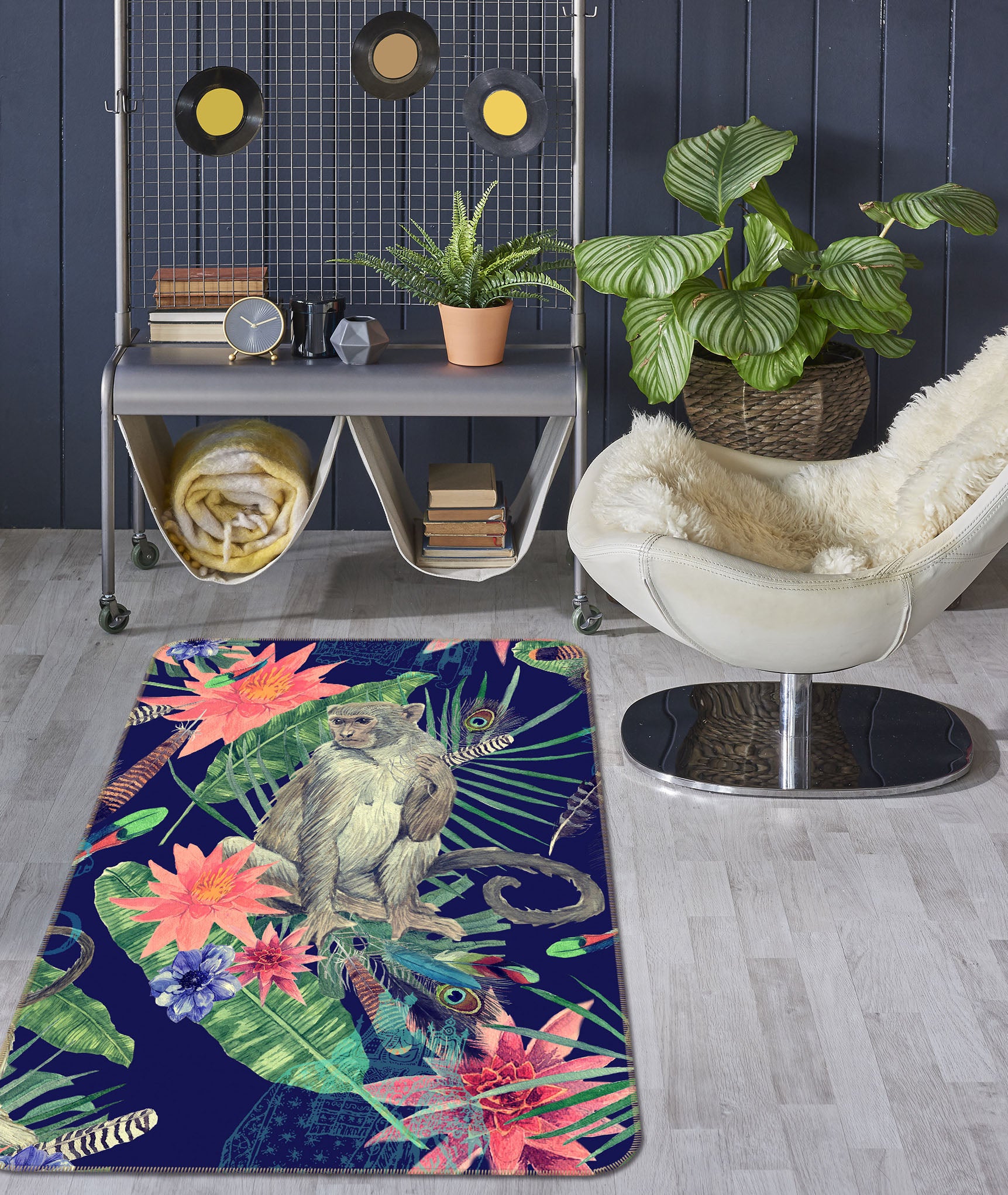 3D Monkey Flower 190 Animal Non Slip Rug Mat