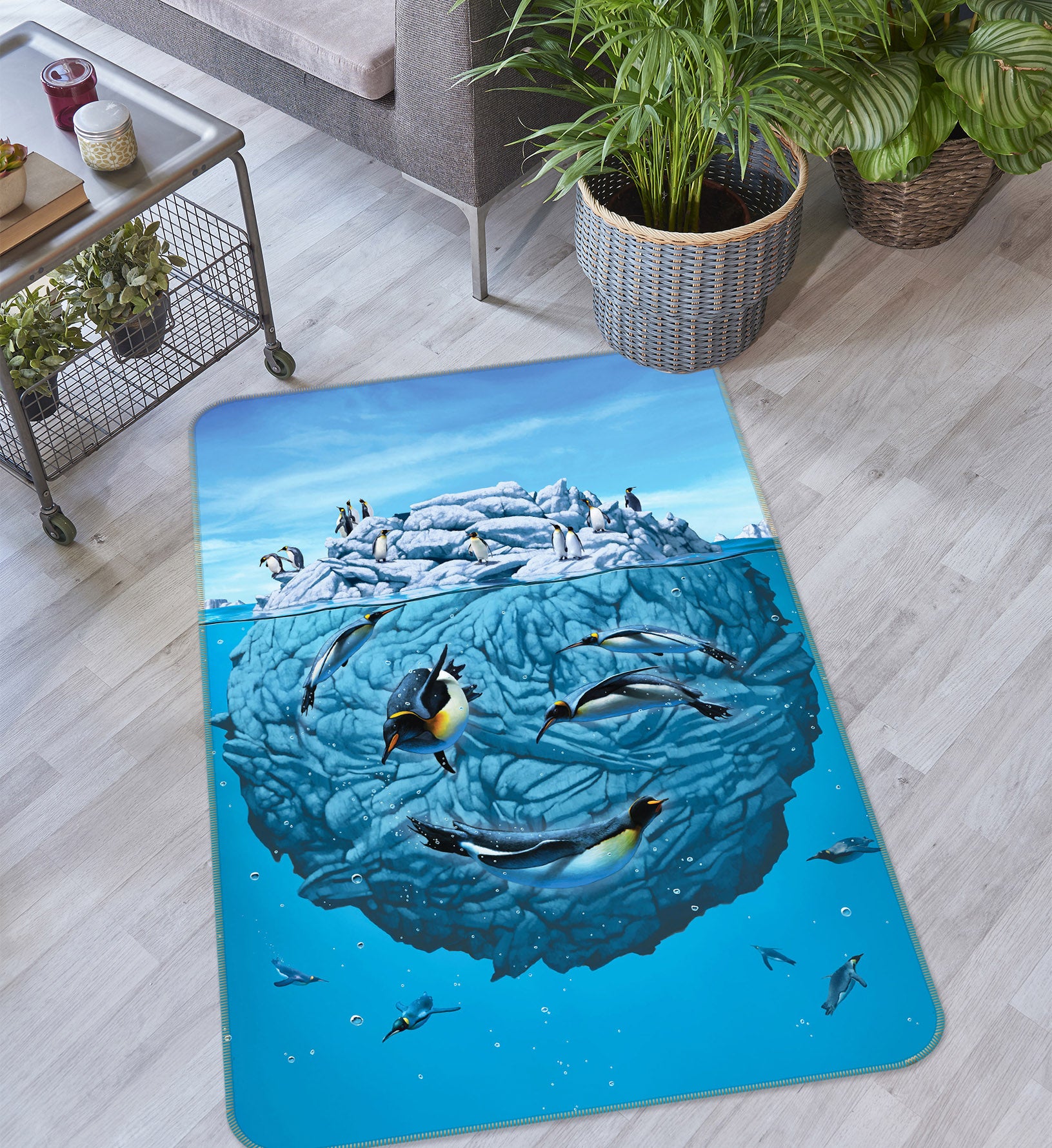 3D Penguin Wink Def 1057 Vincent Hie Rug Non Slip Rug Mat