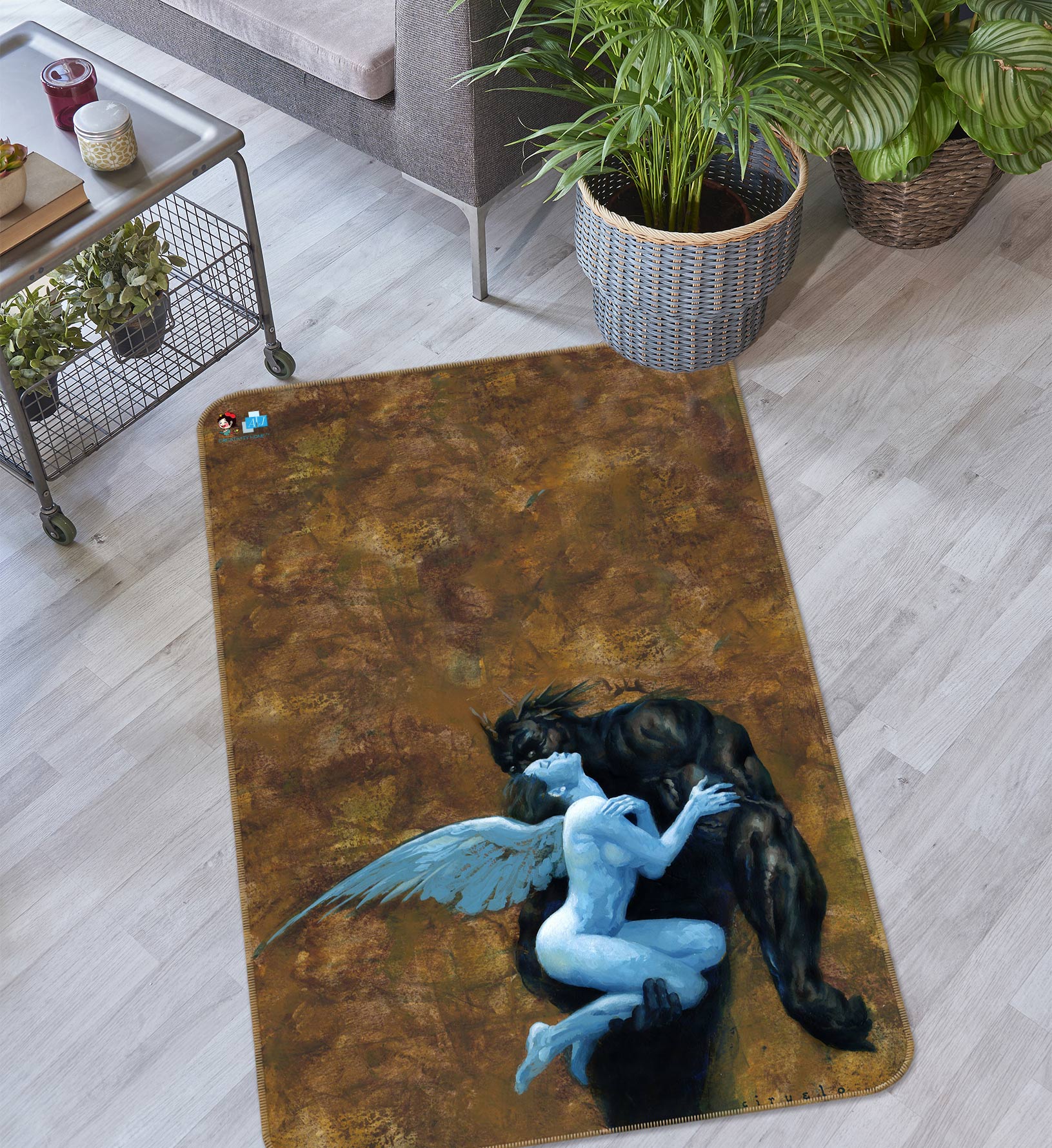 3D Angel Girl Monster 6009 Ciruelo Rug Non Slip Rug Mat