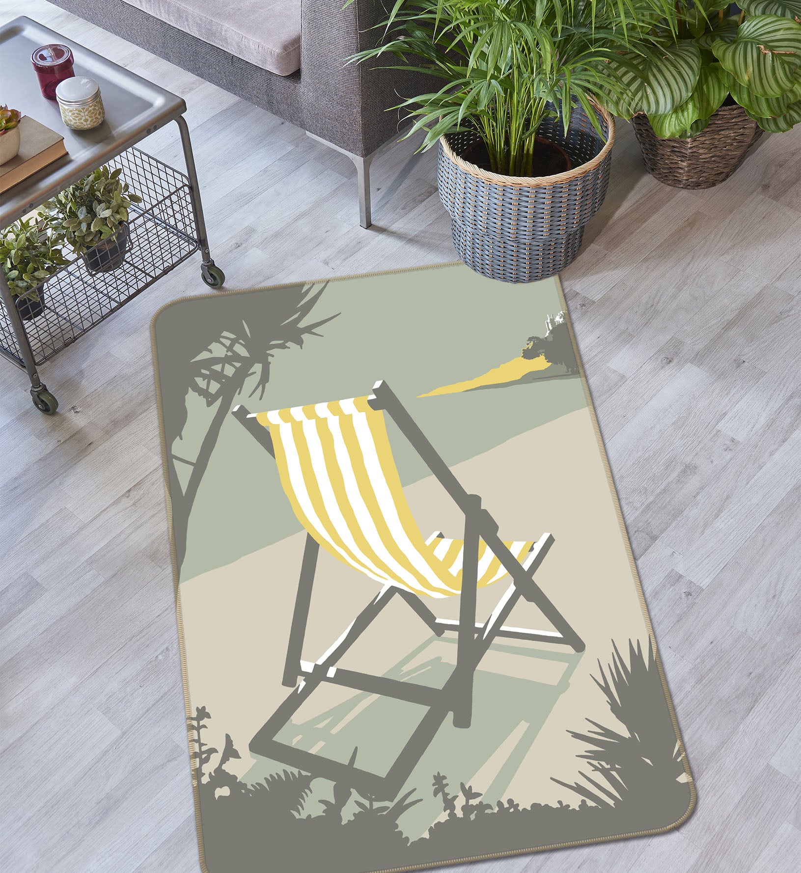 3D Marazion Deckchair 1122 Steve Read Rug Non Slip Rug Mat