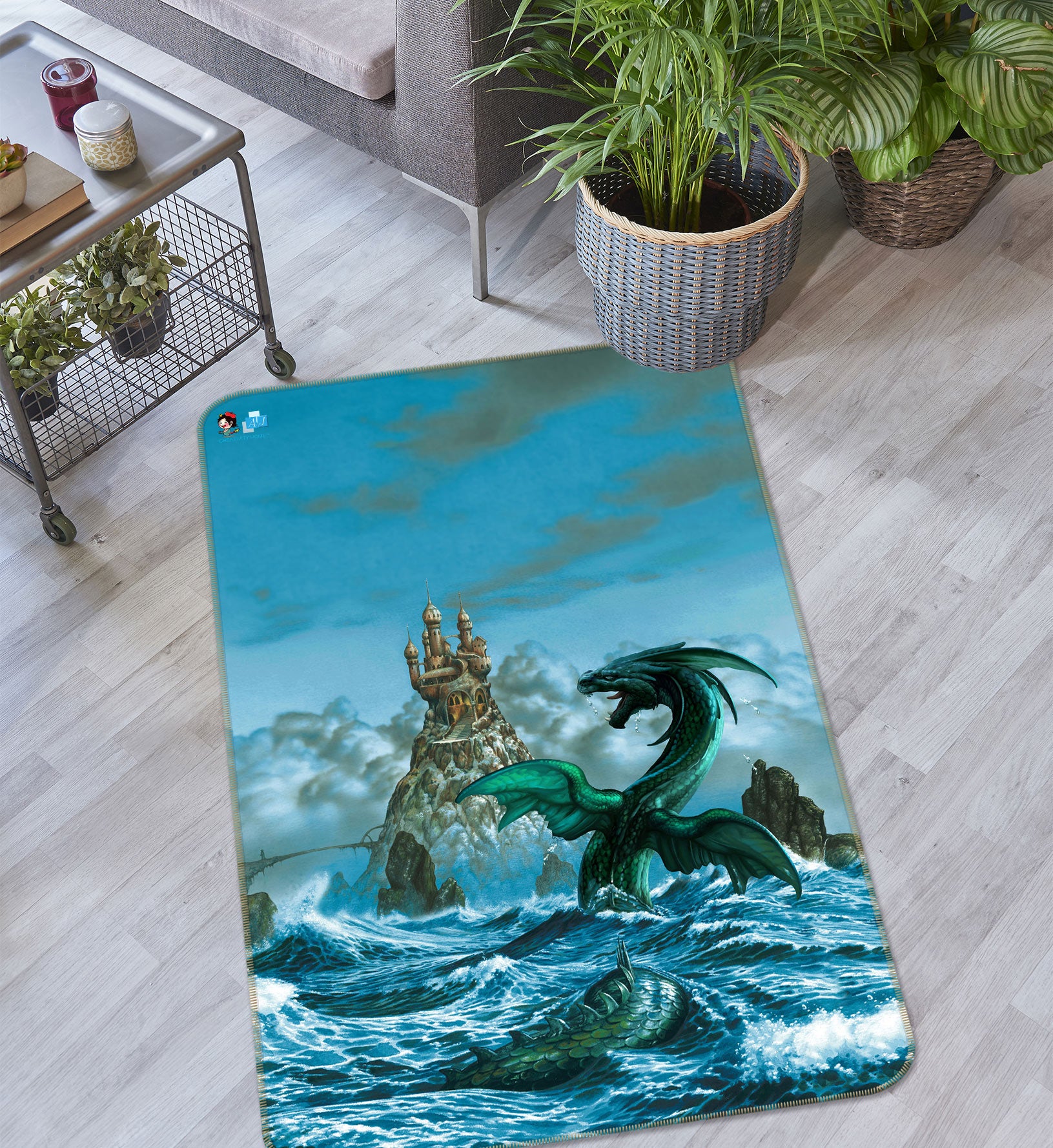 3D Waves Dragon 5184 Ciruelo Rug Non Slip Rug Mat