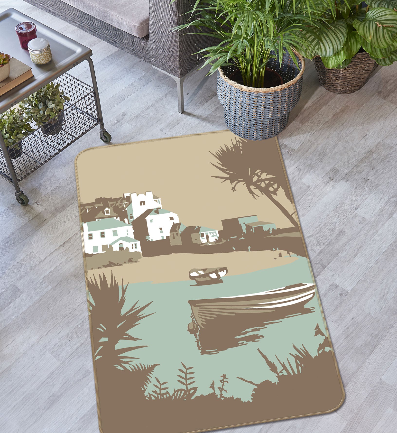 3D River Boat 1152 Steve Read Rug Non Slip Rug Mat