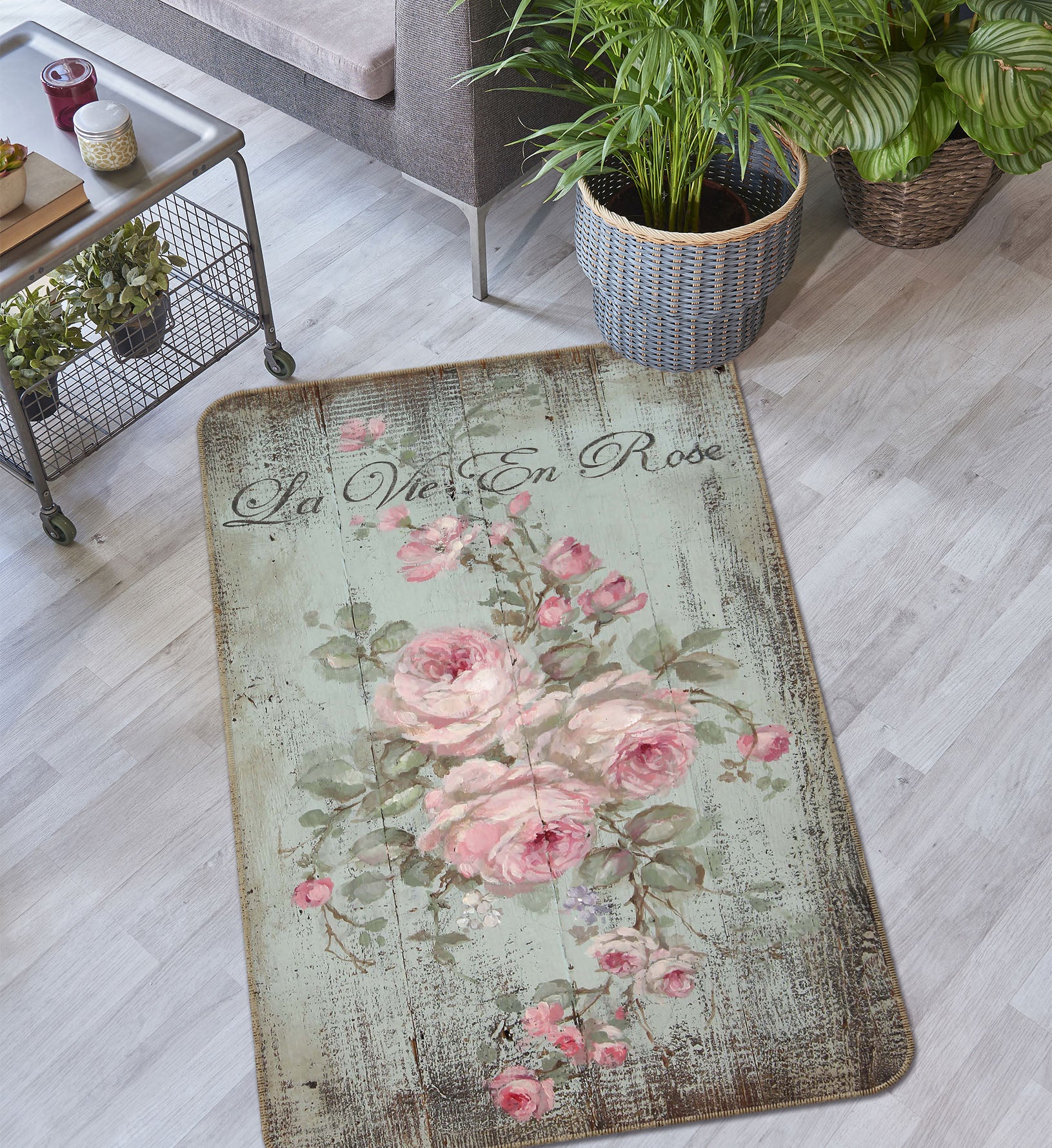 3D Pink Rose 1019 Debi Coules Rug Non Slip Rug Mat